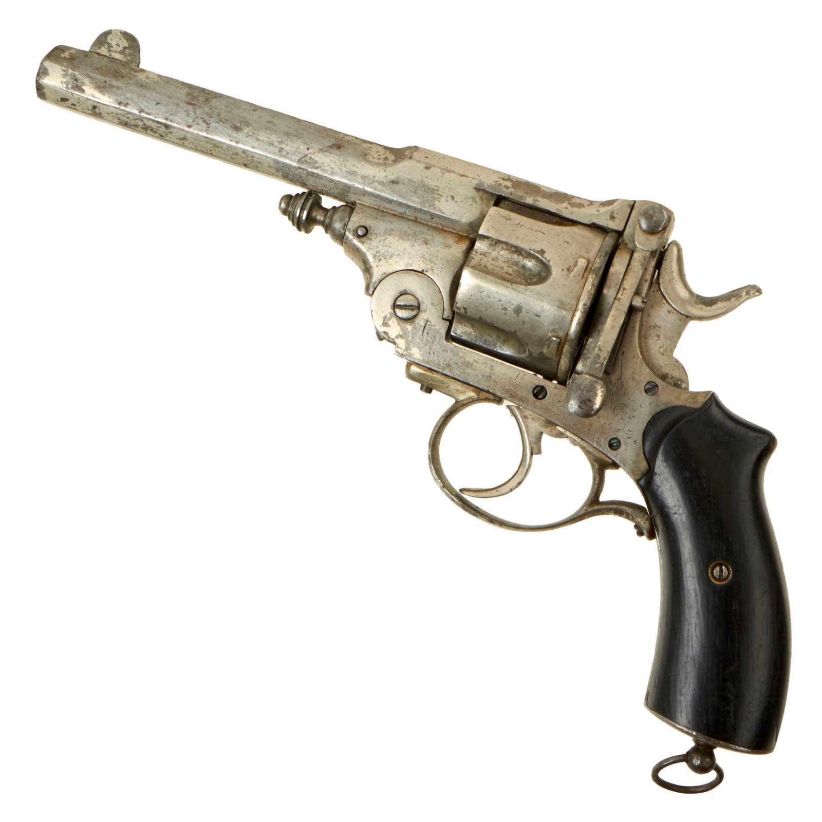 Buy Original Victorian Belgian Nickel-Plated Webley-Pryse Style Top Break Double Action .450 Revolver - circa 1870 | Original Firearms Antique For Sale