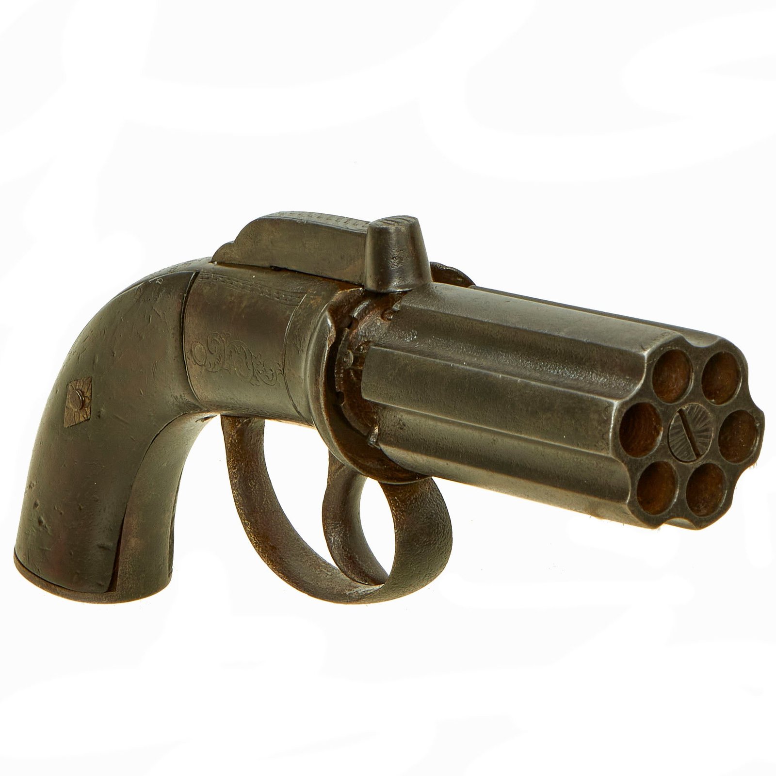 Buy Original British Early Victorian Pepperbox Percussion Revolver with Birmingham Proofs - circa 1840 | Original Firearms Antique For Sale