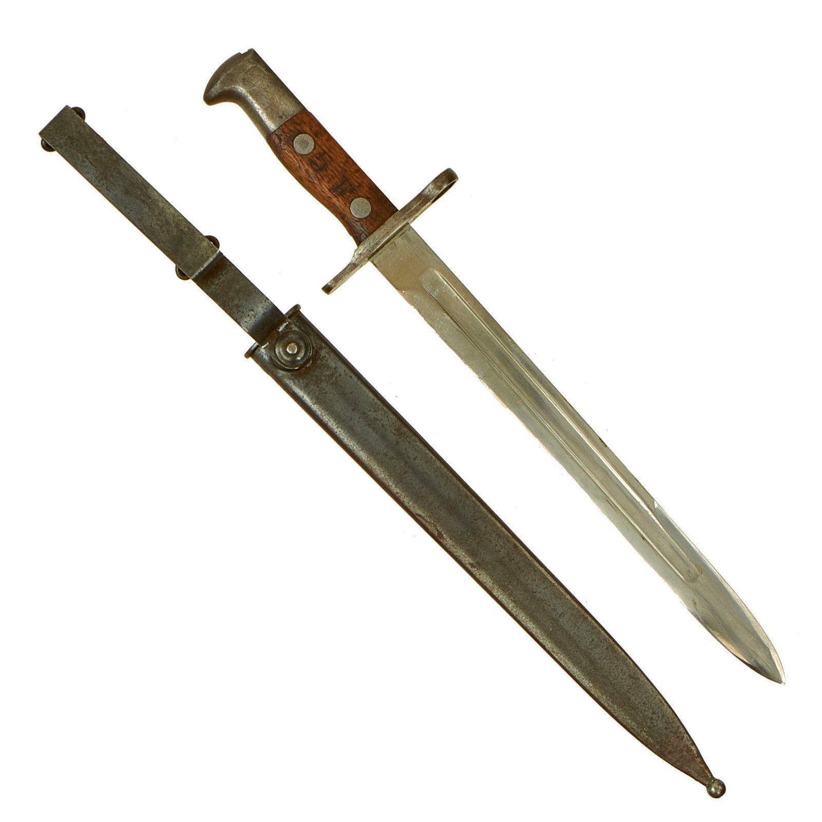 Buy Original U.S. Philippine - American War Model 1892 Krag Rifle Bayonet and 2nd Pattern Scabbard - Dated 1899 | Original Firearms Antique For Sale