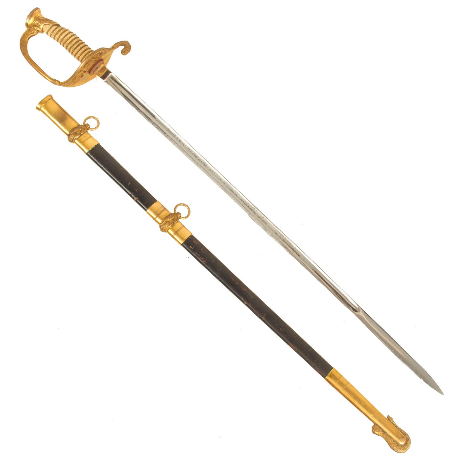 Buy Original U.S. WWII Navy Model 1852 Officer’s Sword with Scabbard | Original Firearms Antique For Sale
