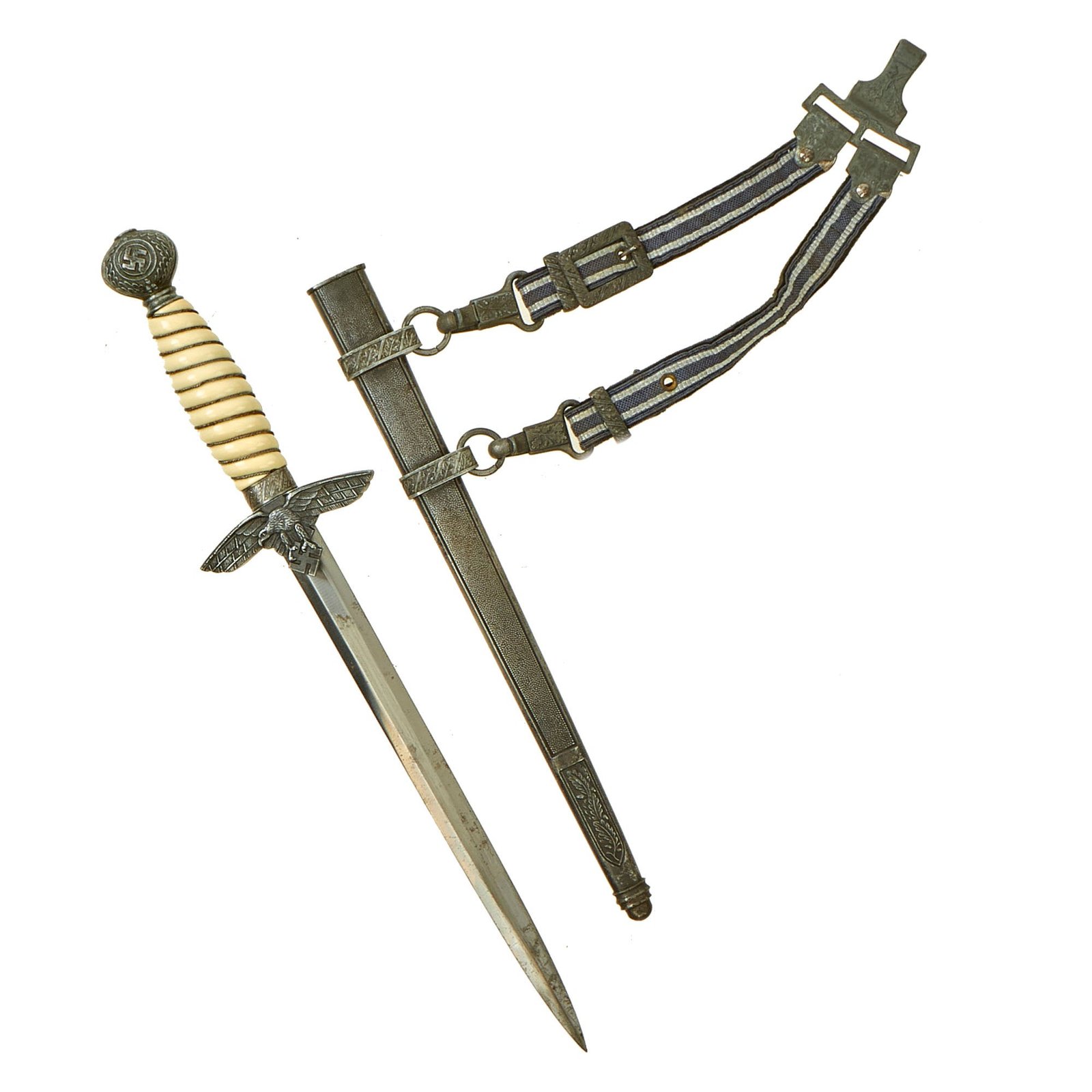 Buy Original WWII German 2nd Model Luftwaffe Dagger with Maker Marked Blade Tang, Scabbard & Hanger | Original Firearms Antique For Sale