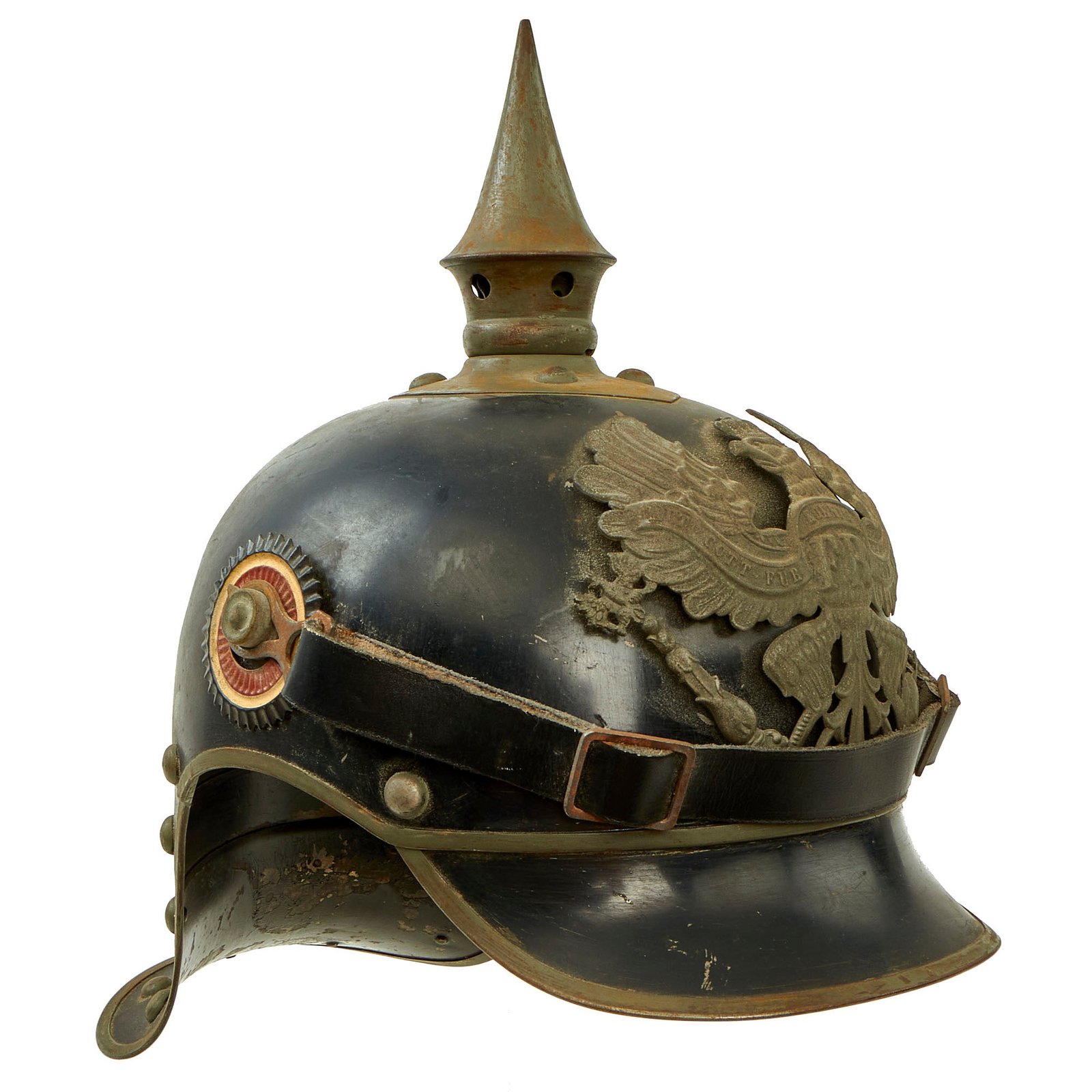 Buy Original Imperial German WWI Prussian M1915 Line Kürassier Lobster Tail Pickelhaube Helmet by C.E. Juncker - Dated 1916 | Original Firearms Antique For Sale