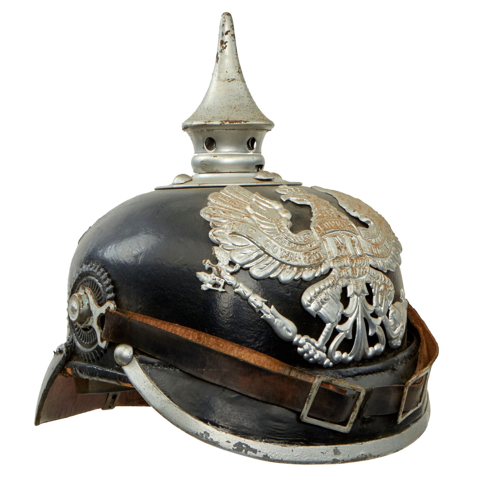 Buy Original Imperial German WWI Unit Marked Prussian EM/NCO Infantry M1915 Pickelhaube Spiked Helmet - 138th (3rd Lower Alsatian) Infantry Regiment, XXI Corps | Original Firearms Antique For Sale
