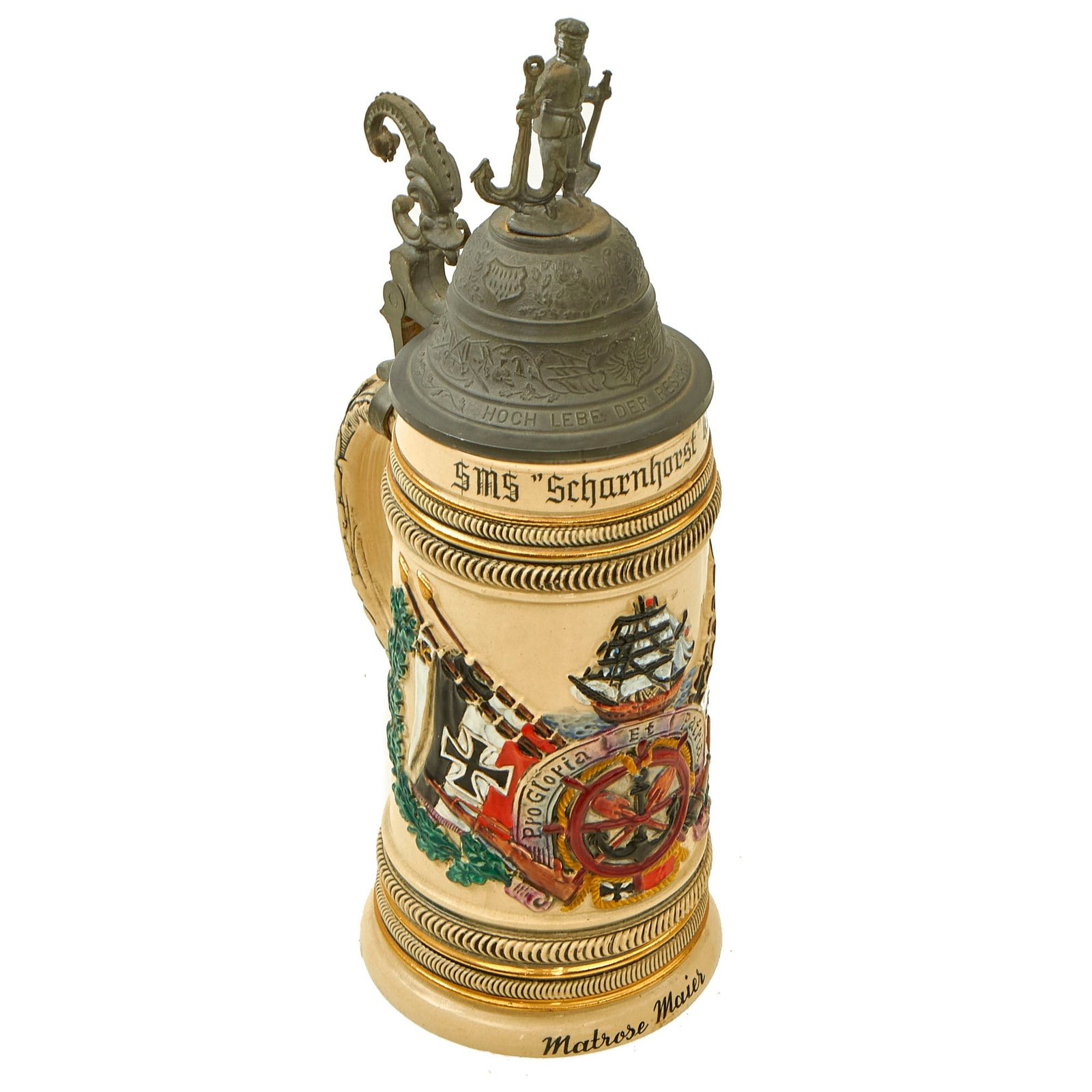 Buy Imperial German WWI Era Replica Kaiserliche Marine Navy Battle Cruiser SMS Scharnhorst Beer Stein | Original Firearms Antique For Sale