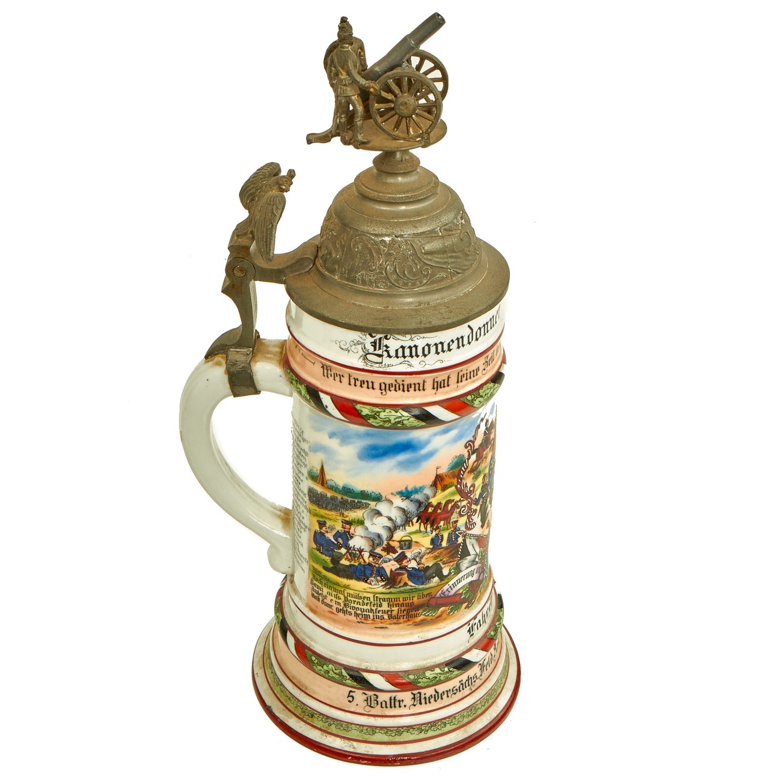 Buy Original Imperial German WWI Era 46th (Lower Saxony) Field Artillery Regiment Beer Stein with Hinged Lid - dated 1904-1906 | Original Firearms Antique For Sale