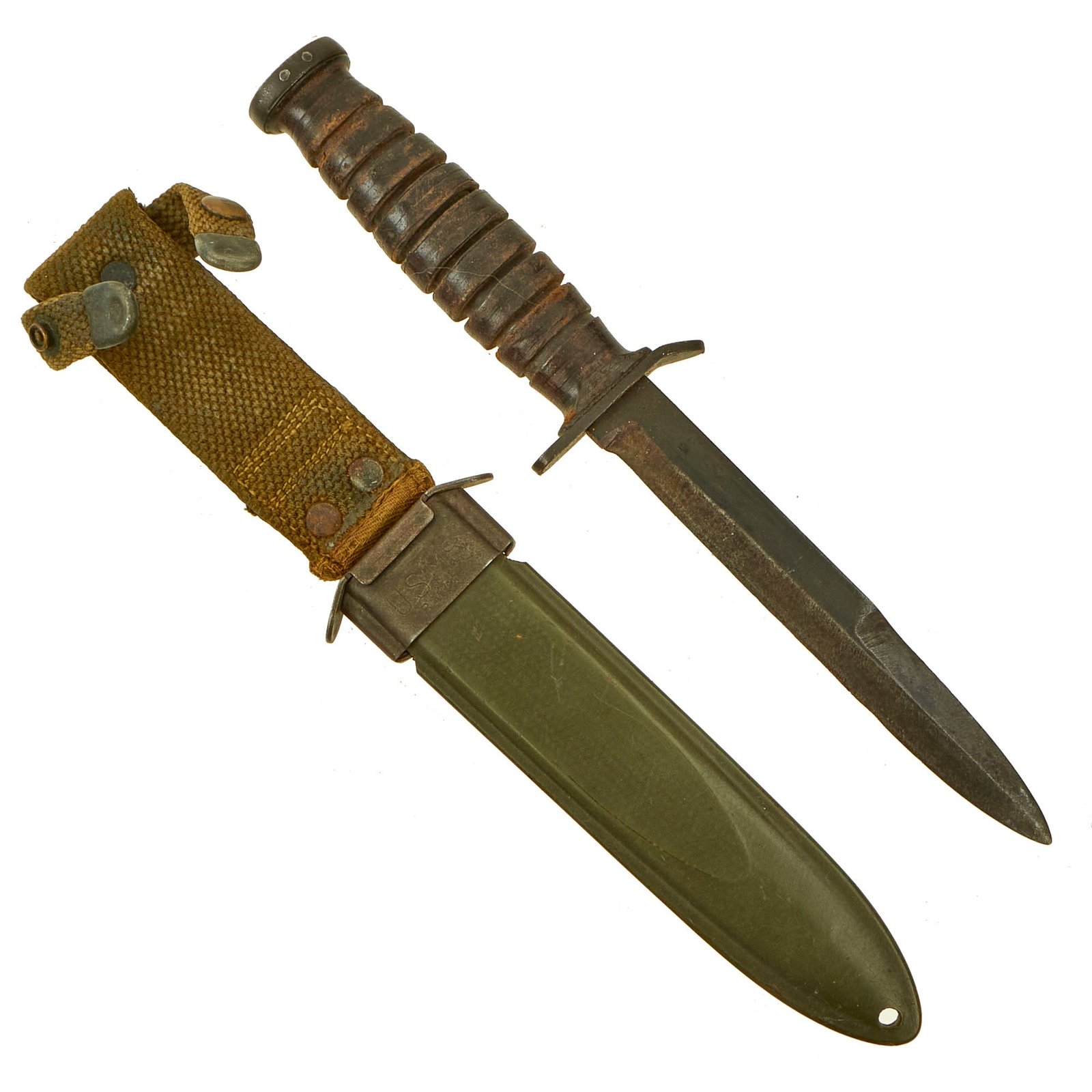 Buy Original U.S. WWII M3 Guard Marked Fighting Knife by Camillus with M8 Scabbard | Original Firearms Antique For Sale