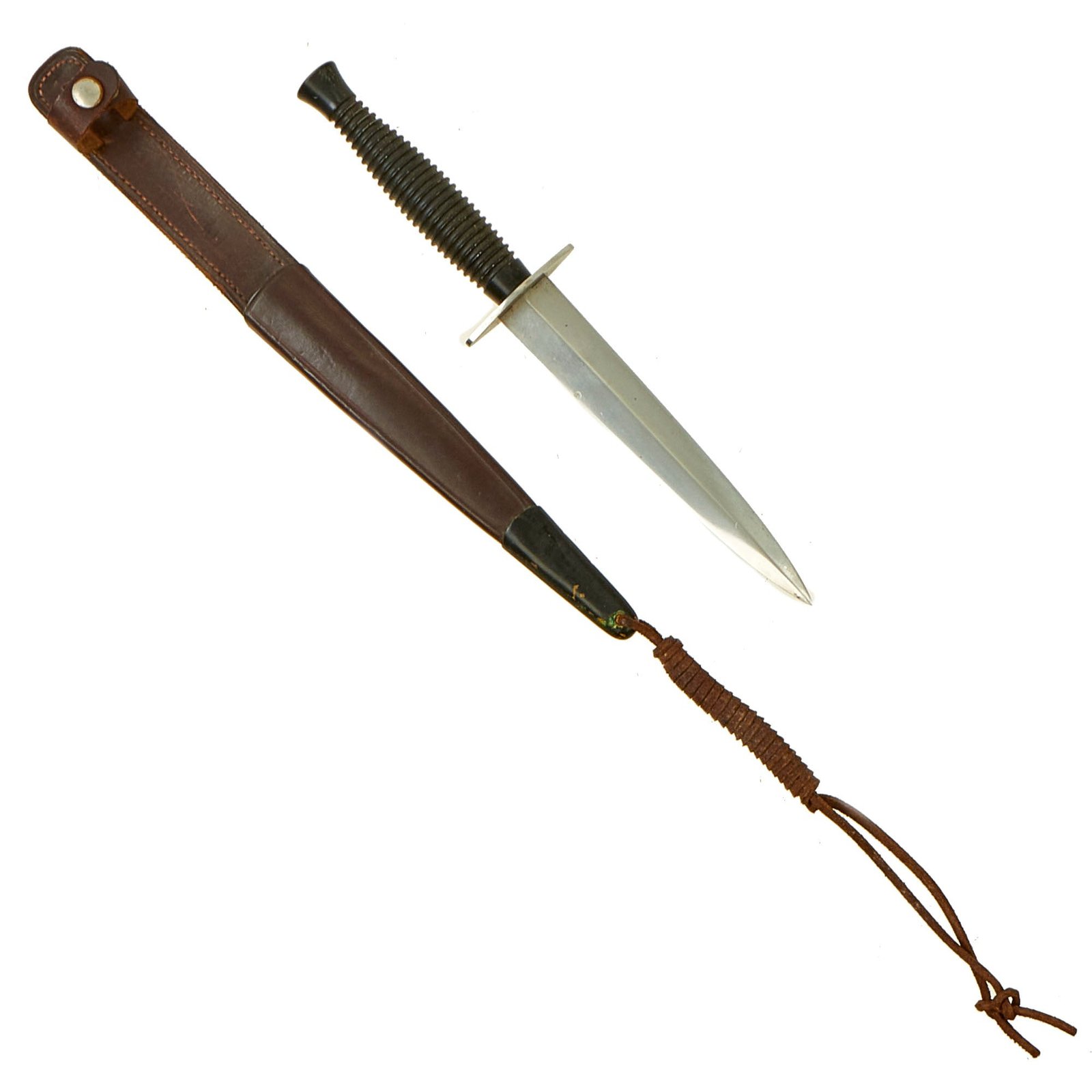Buy Original French First Indochina War Le Commando Fairbairn-Sykes Third Pattern Style Commando Dagger With Scabbard Marked Inox - Excellent Condition | Original Firearms Antique For Sale