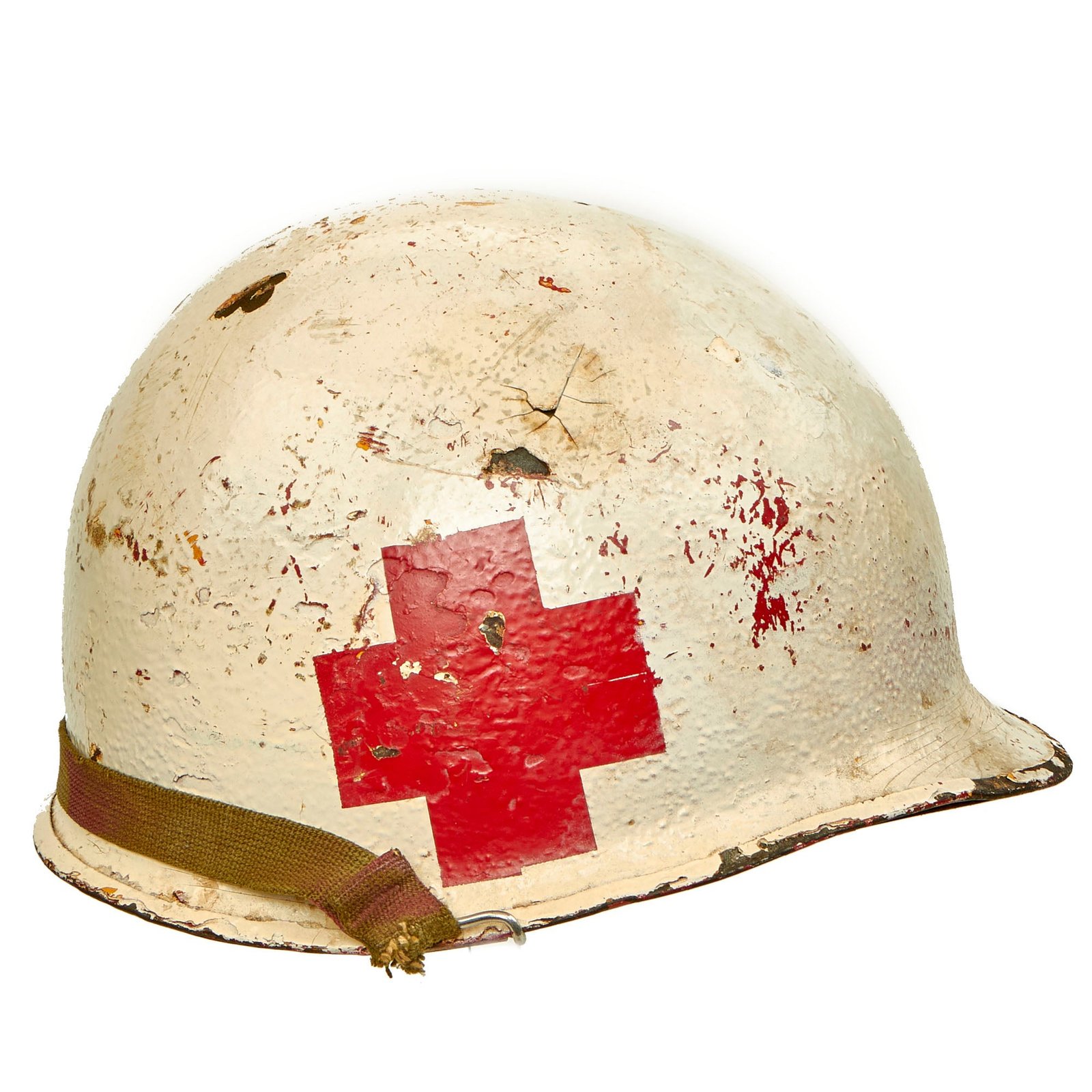Buy Original U.S. WWII Navy Shipboard Corpsman 1944 McCord Front Seam Swivel Bale M1 Helmet with Firestone Liner | Original Firearms Antique For Sale