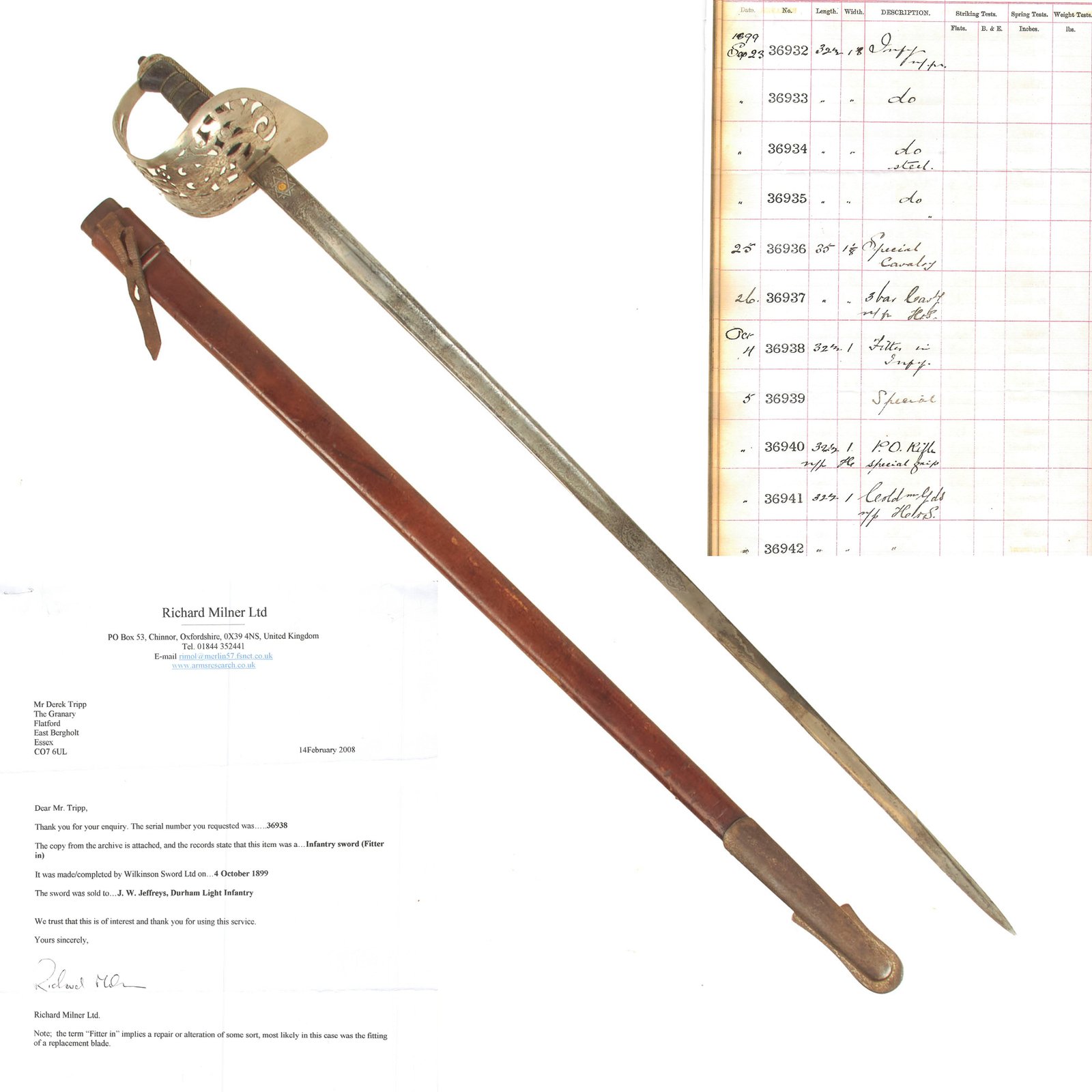 Buy Original British Victorian Lieutenant Colonel John William Jeffreys (DSO) of Durham Light Infantry Pattern 1897 Light Officer’s Sword by Wilkinson Sword | Original Firearms Antique For Sale