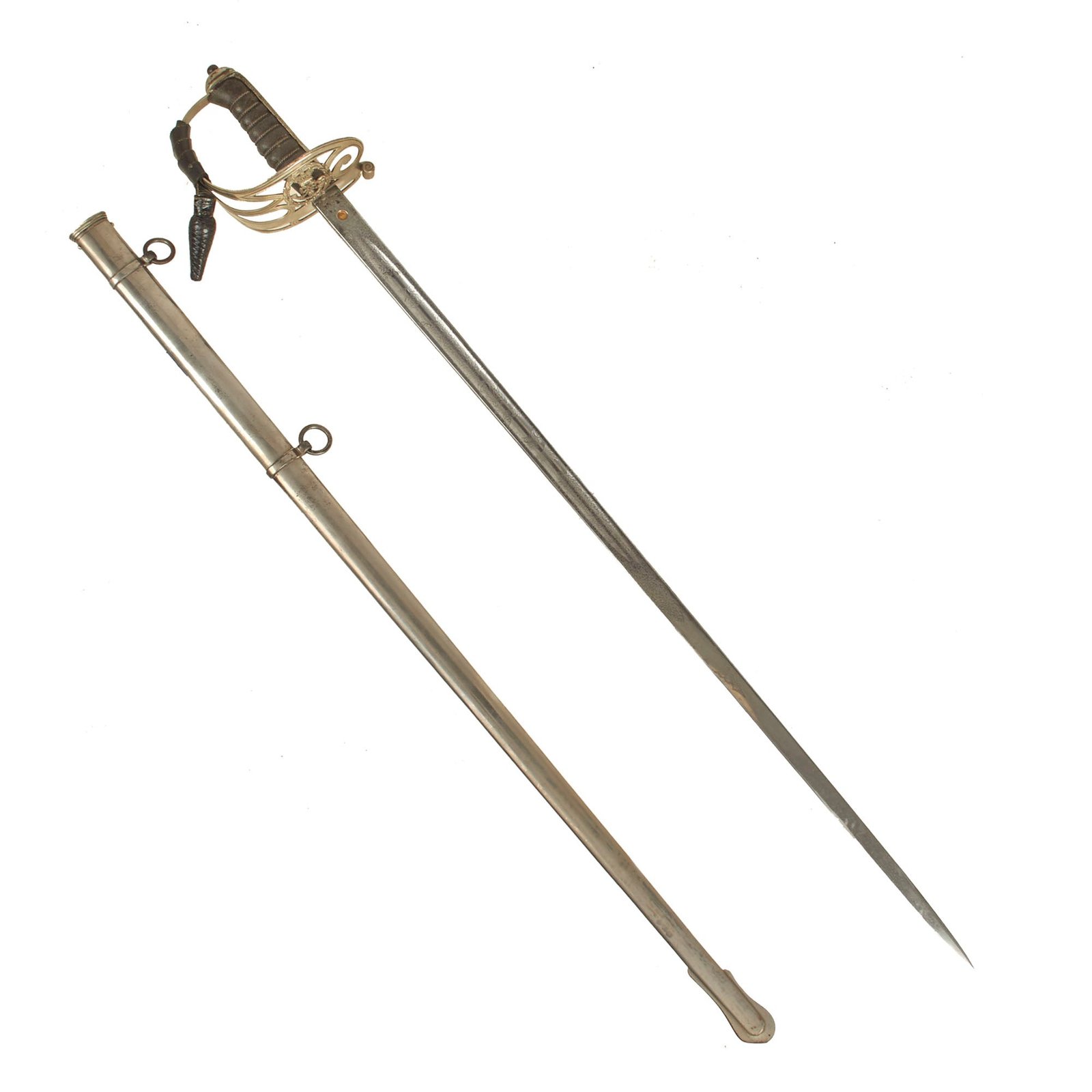 Buy Original British Victorian P-1845 Numbered Infantry Regiment Nickel Plated Officer's Dress Sword with Steel Scabbard by Wilkinson For Lt. Col. Alan Paley, 3rd Rifle Brigade - With Research | Original Firearms Antique For Sale