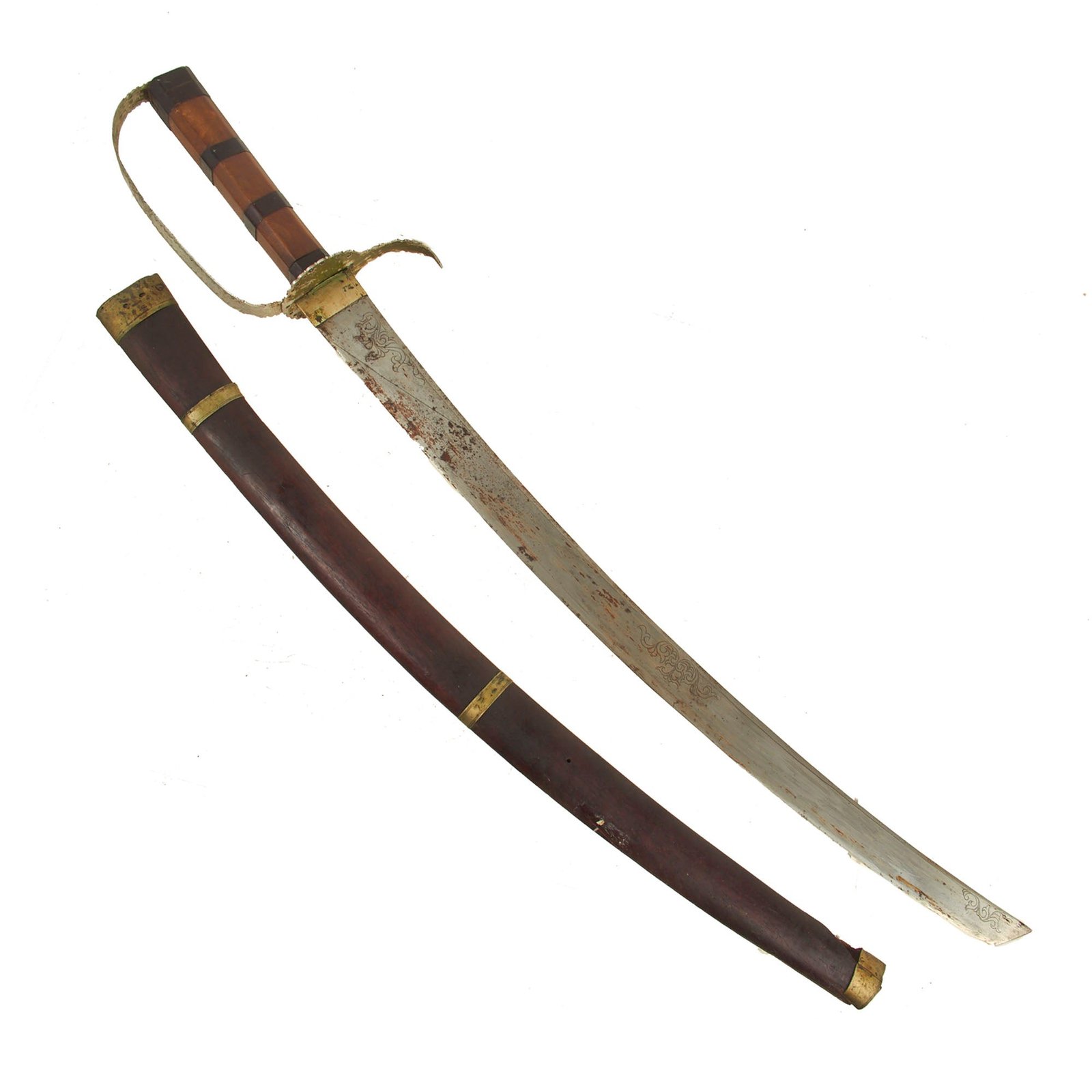 Buy Original Philippines WWII U.S. Soldier Bringback Dahong Palay Type Sword with Aluminum Knuckle Guard and Wood Scabbard | Original Firearms Antique For Sale