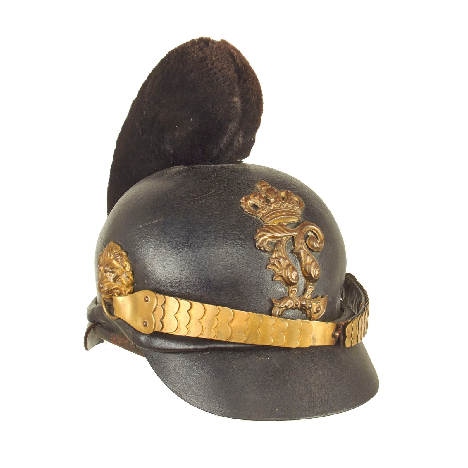 Buy Original 19th Century Bavarian Infantry Model 1864/68 Raupenhelm Cavalry Helmet from the Reign of "Mad King" Ludwig II | Original Firearms Antique For Sale