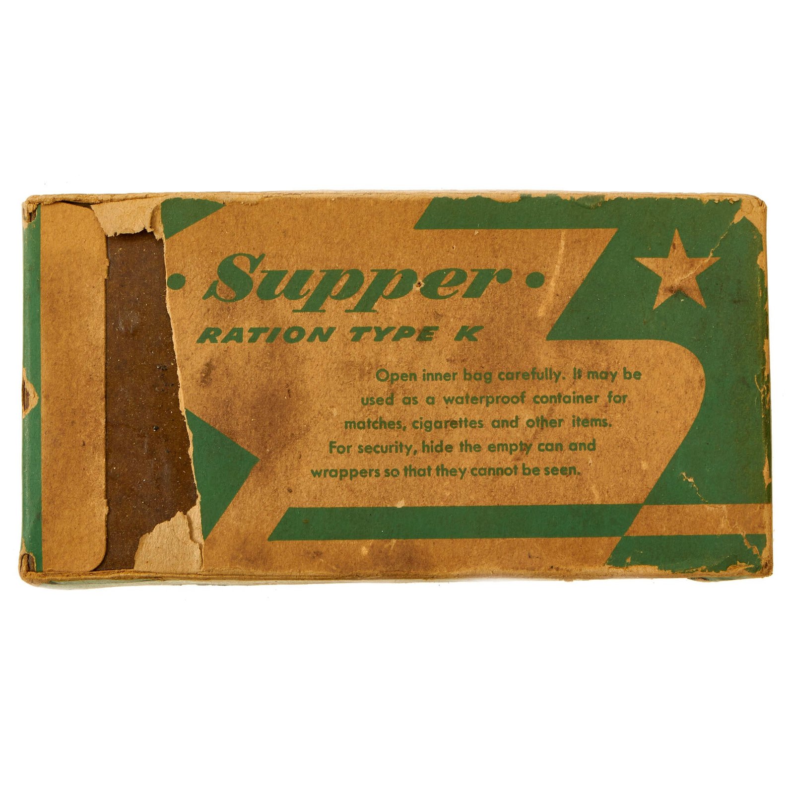 Buy Original U.S. WWII K-Ration "Morale Series" Supper Meal Unit by Patten Food Products | Original Firearms Antique For Sale