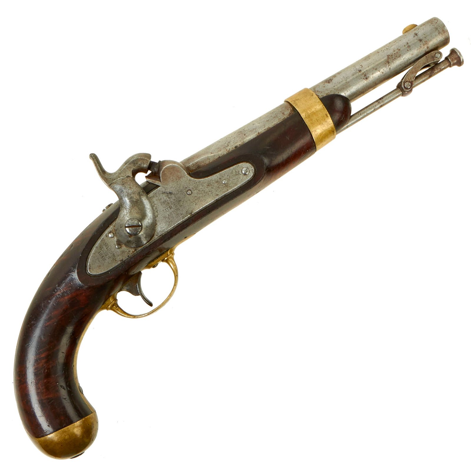 Buy Original Excellent U.S. Civil War Era M-1842 Percussion Cavalry Pistol by H. Aston & Co. with Figured Stock - dated 1848 & 1852 | Original Firearms Antique For Sale