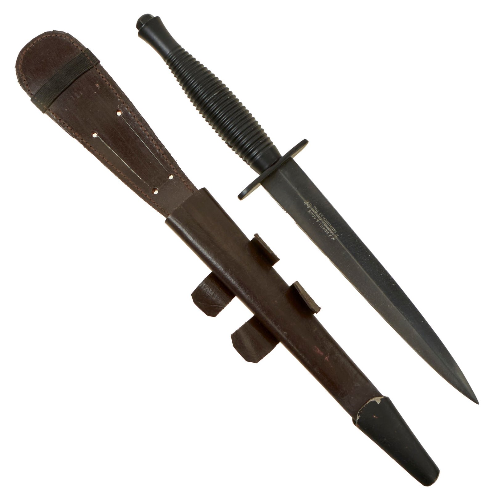 Buy Original British Post-WWII 1950’s Fairbairn-Sykes Commando Dagger Fighting Knife and Scabbard | Original Firearms Antique For Sale