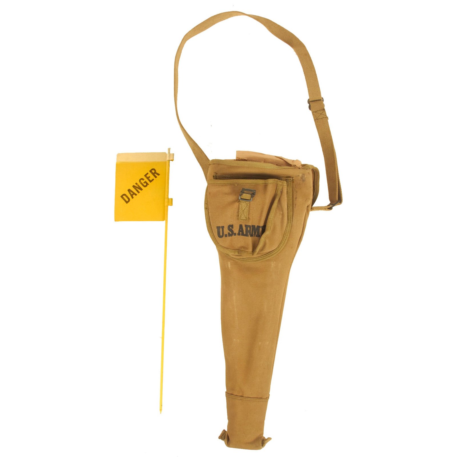 Buy Original U.S. WWII Unissued DANGER Mine Field Marker Kit Flag Set with Carry Case & 30 Flags | Original Firearms Antique For Sale