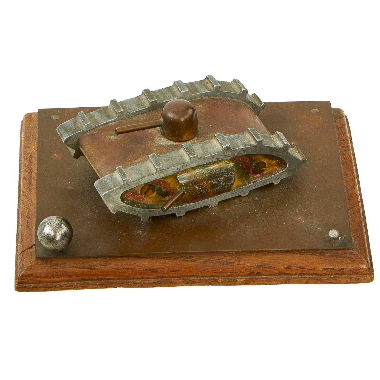 Buy Original British WWI Camouflage Painted Mark V TankTrench Art Desktop Model With Base | Original Firearms Antique For Sale