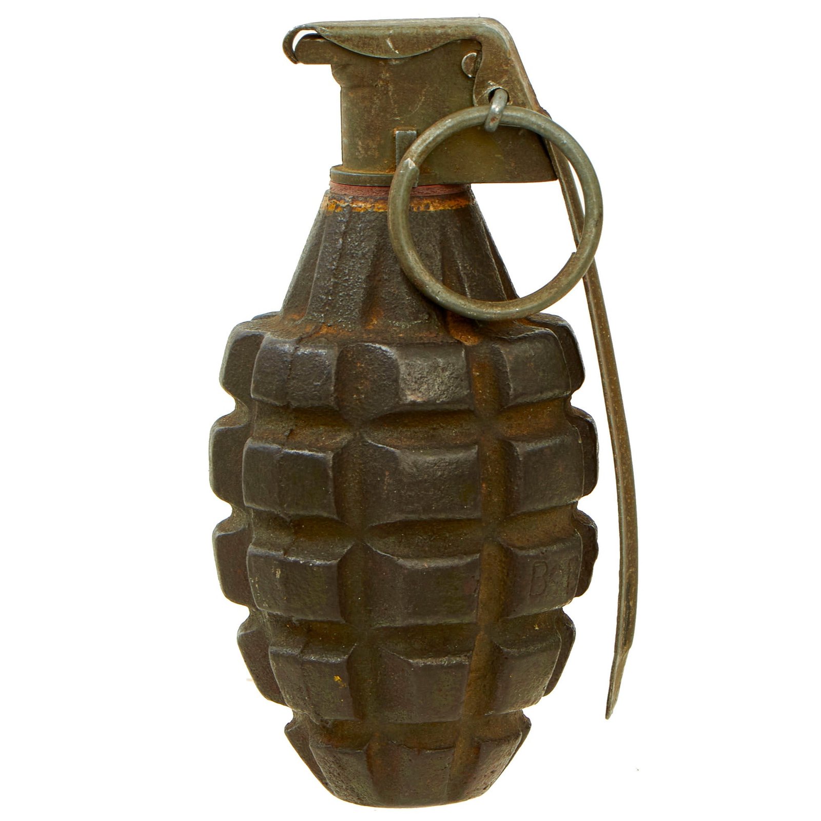 Buy Original U.S. WWII Inert MkII Pineapple Grenade with Yellow Ring & M10 Series Fuze | Original Firearms Antique For Sale