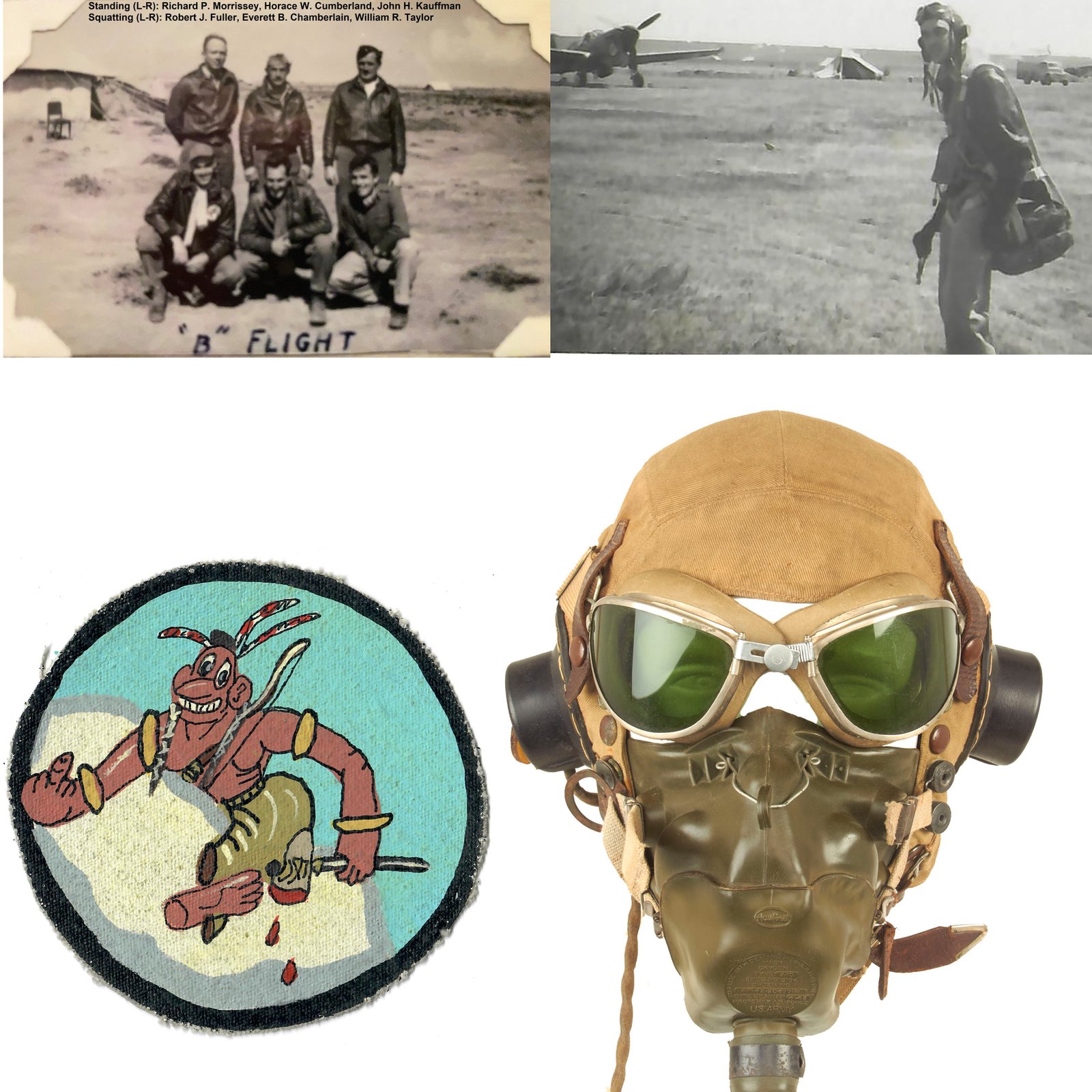 Buy Original U.S. WWII British RAF Type D Flying Helmet With Goggles and Photo of Pilot - Captain Robert John Fuller, 79th Fighter Group, 86th Fighter Squadron | Original Firearms Antique For Sale