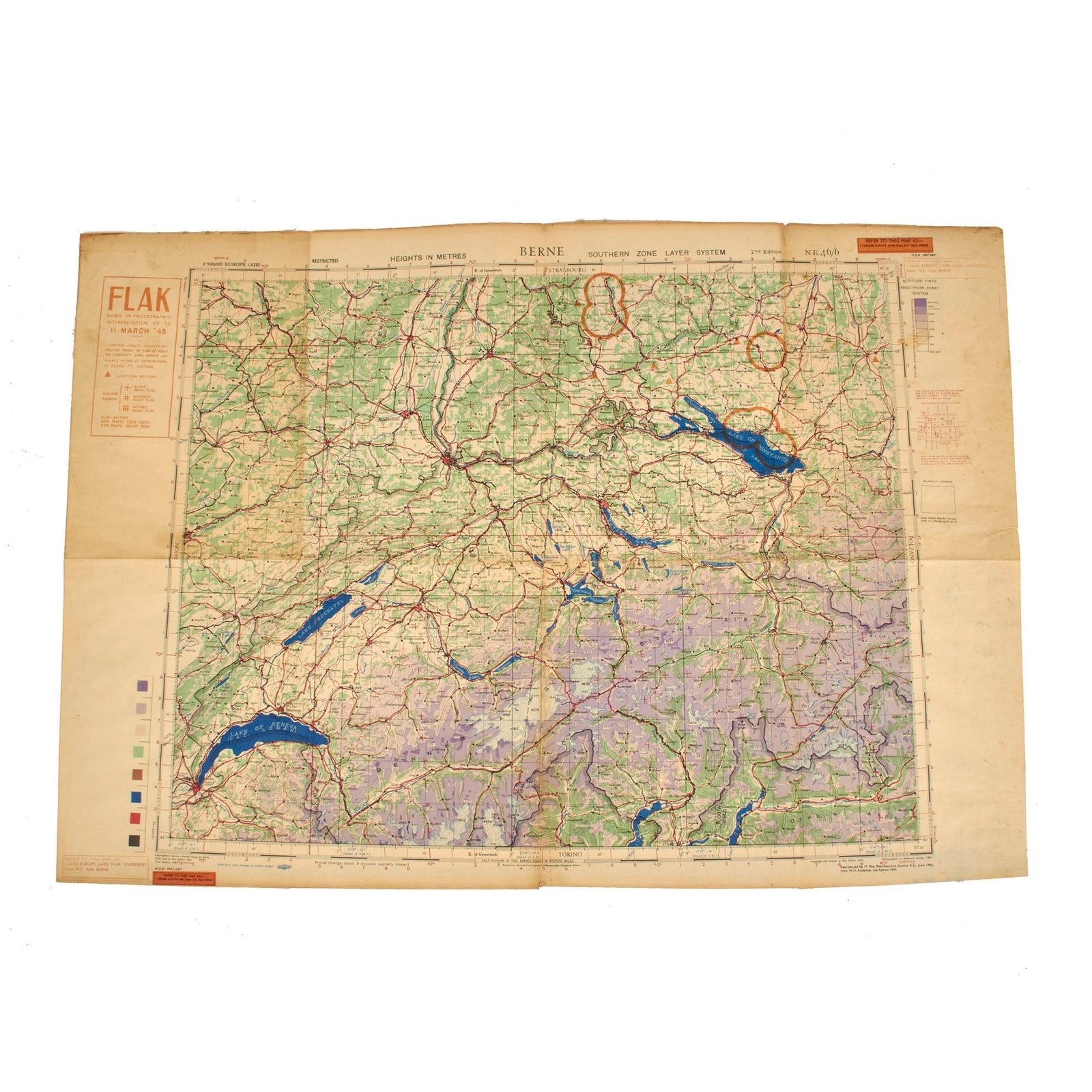 Buy Original U.S. WWII German Flak Air Defenses Along Swiss/German Border of Lake Constance - 34” x 24” | Original Firearms Antique For Sale