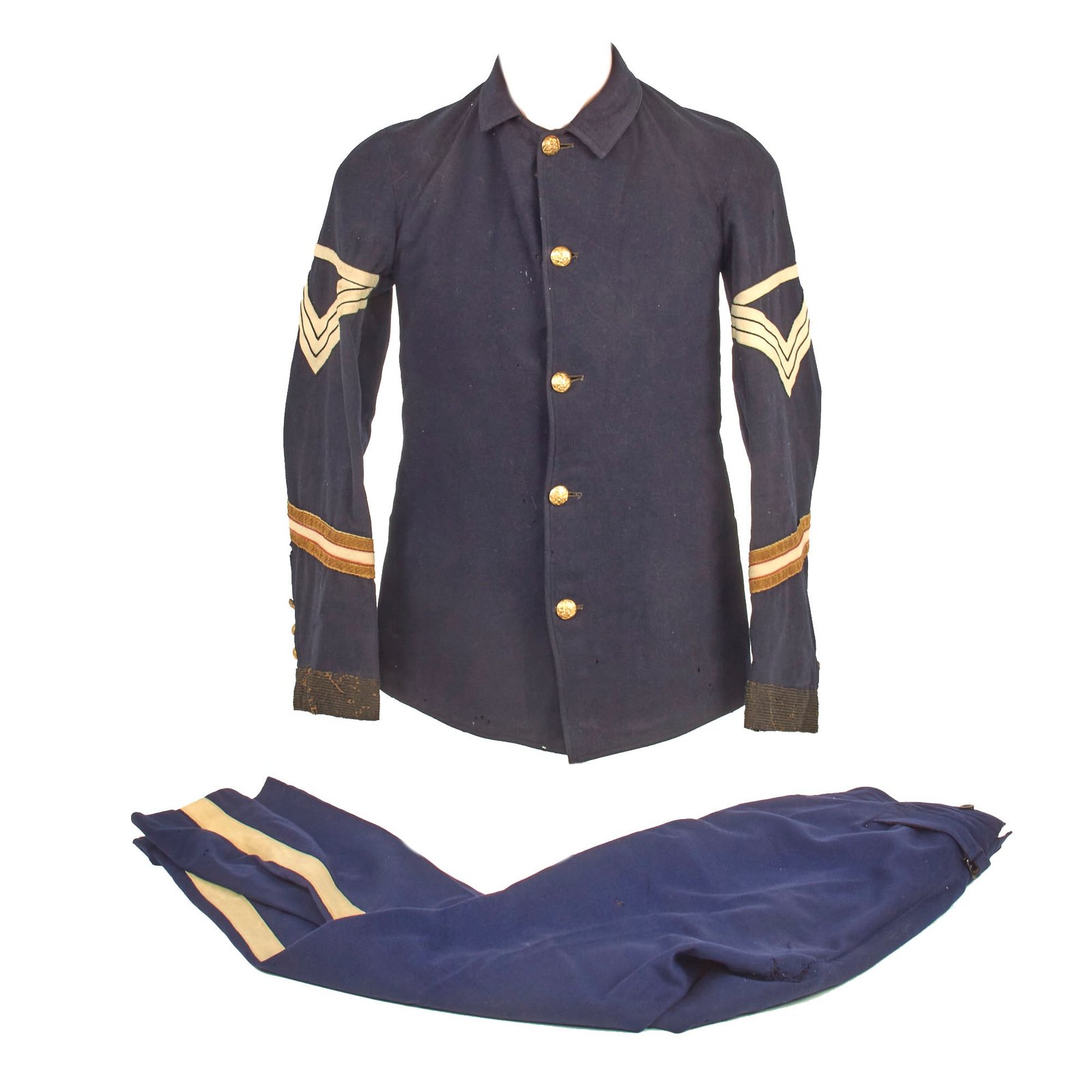 Buy Original U.S. Indian Wars / Spanish-American War Federal Army Issue Pattern 1887 Quartermaster Sergeant Fatigue Sack Coat With Blue Trousers | Original Firearms Antique For Sale