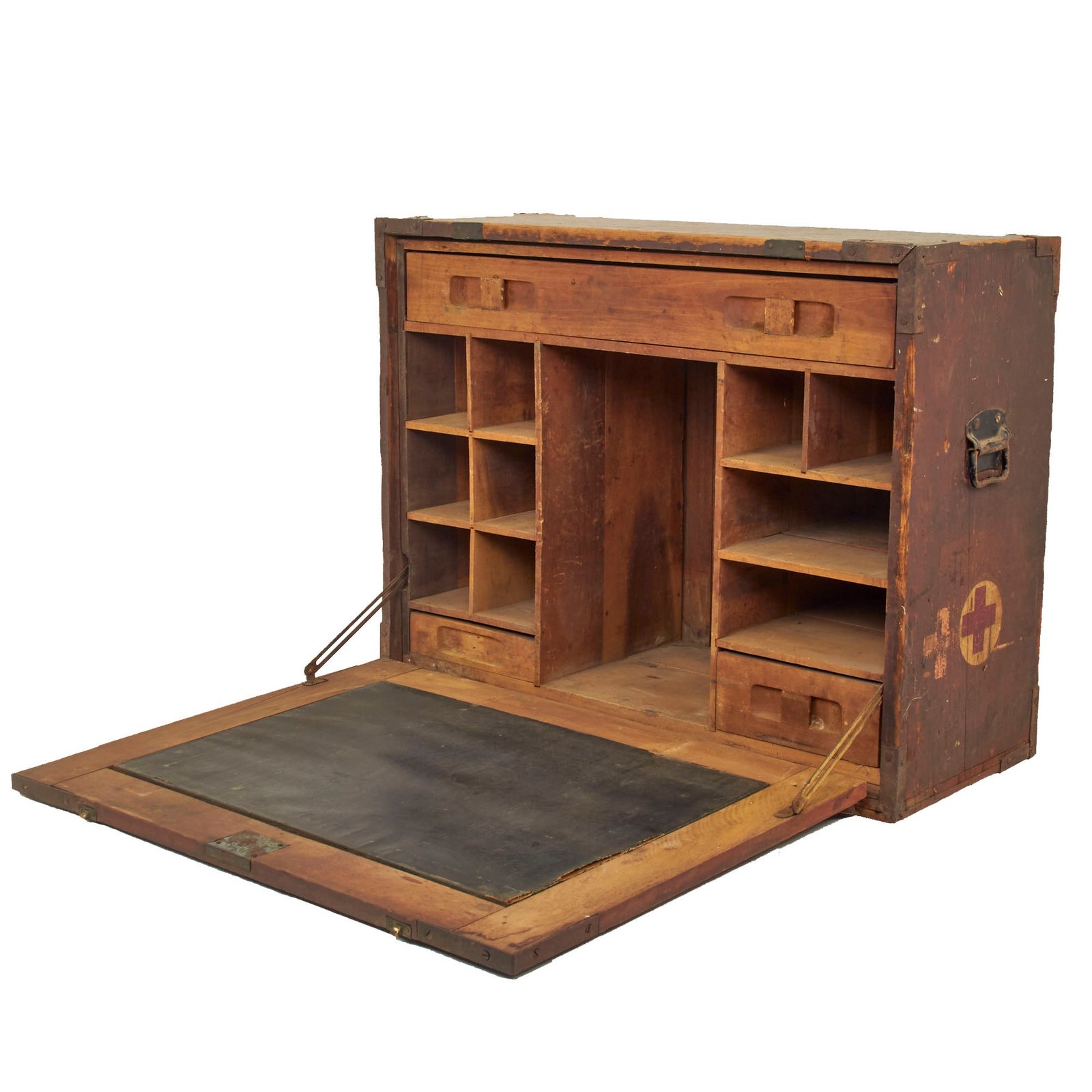 Buy Original U.S. Spanish-American War Medical Field Desk Also Used During WWI With Documents - 24” x 31 ½” x 13 ¼” | Original Firearms Antique For Sale