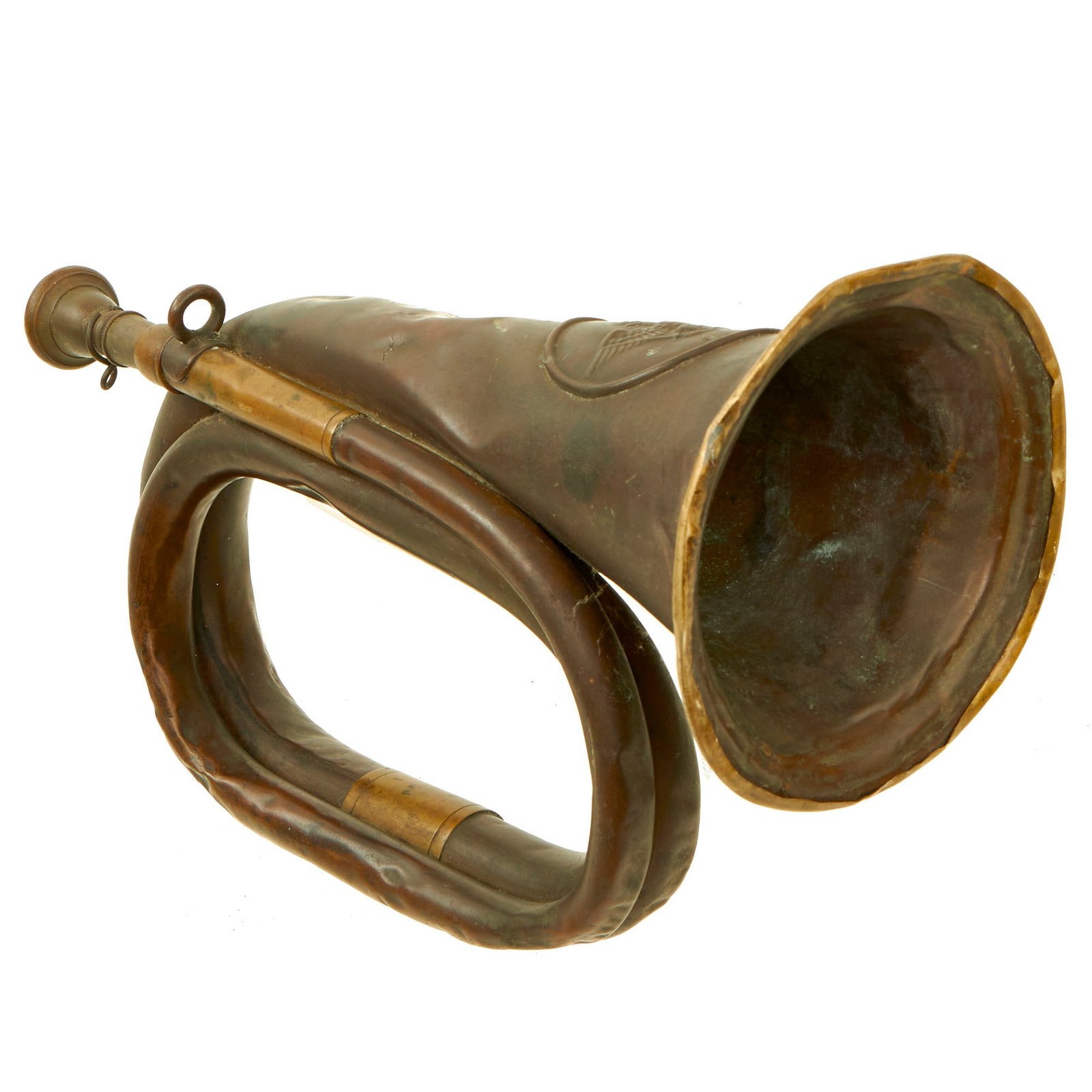 Buy Original Imperial German WWI Military Bugle Bearing Prussian Crest - circa 1914 | Original Firearms Antique For Sale
