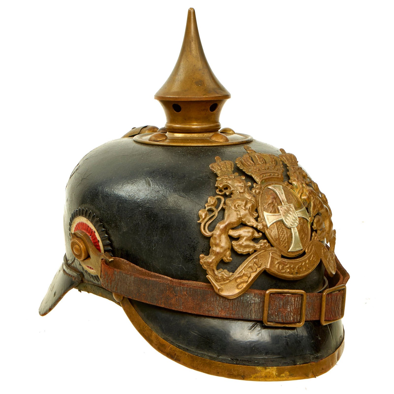 Buy Original Imperial German WWI Complete Bavarian M1891 Line Infantry Pickelhaube Spiked Helmet - Unit Marked: 2nd Company, Reserve Infantry “Hartmann” Regiment 14 of the III Royal Bavarian Corps | Original Firearms Antique For Sale