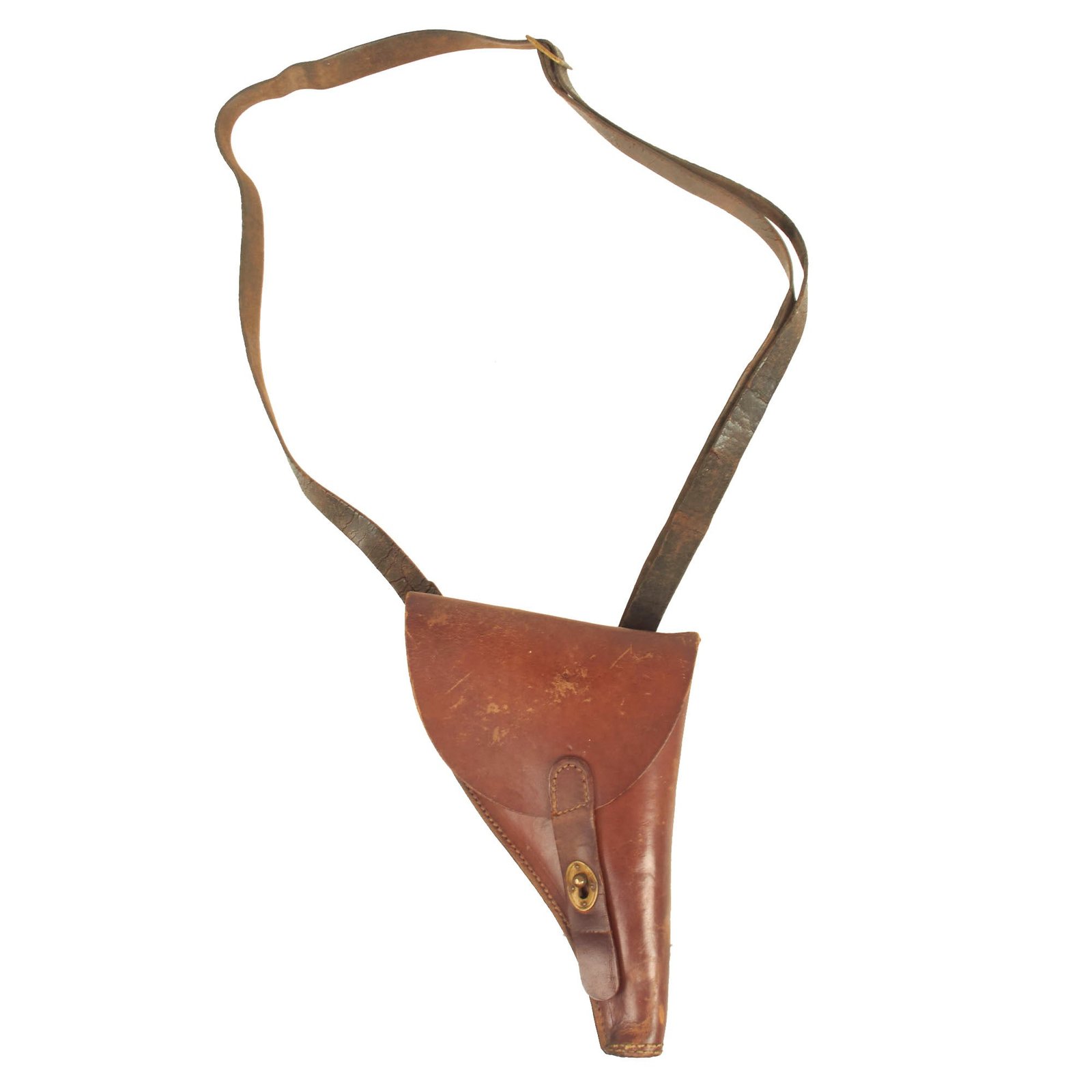 Buy Original WWI French Model 1892 Lebel Revolver Leather Flap Holster with Rare Cross Strap - dated 1917 | Original Firearms Antique For Sale