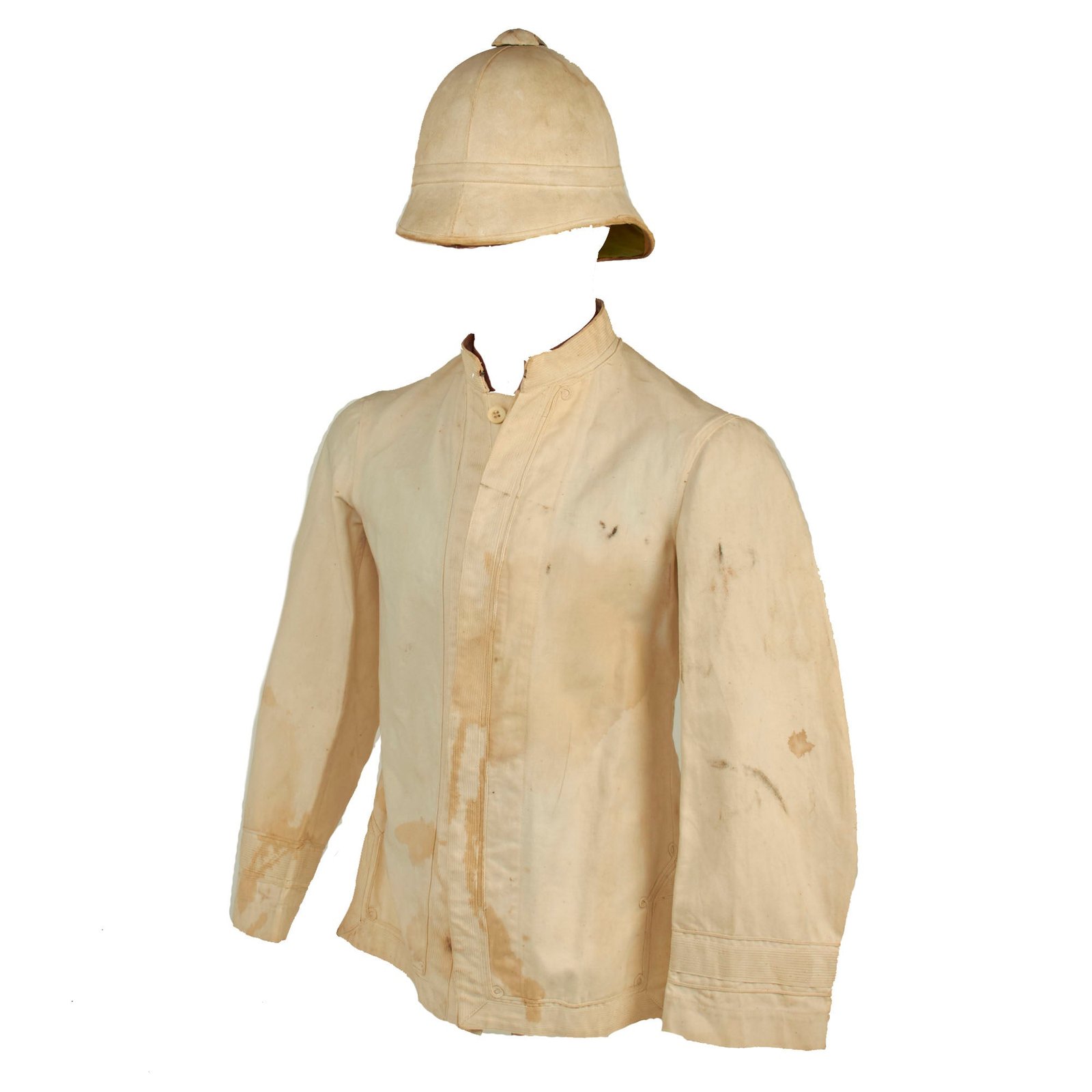 Buy Original U.S. Spanish-American War Era US Army Model 1881 Sun Helmet With Model 1895 “Summer White” Undress Tunic - 2 Items | Original Firearms Antique For Sale