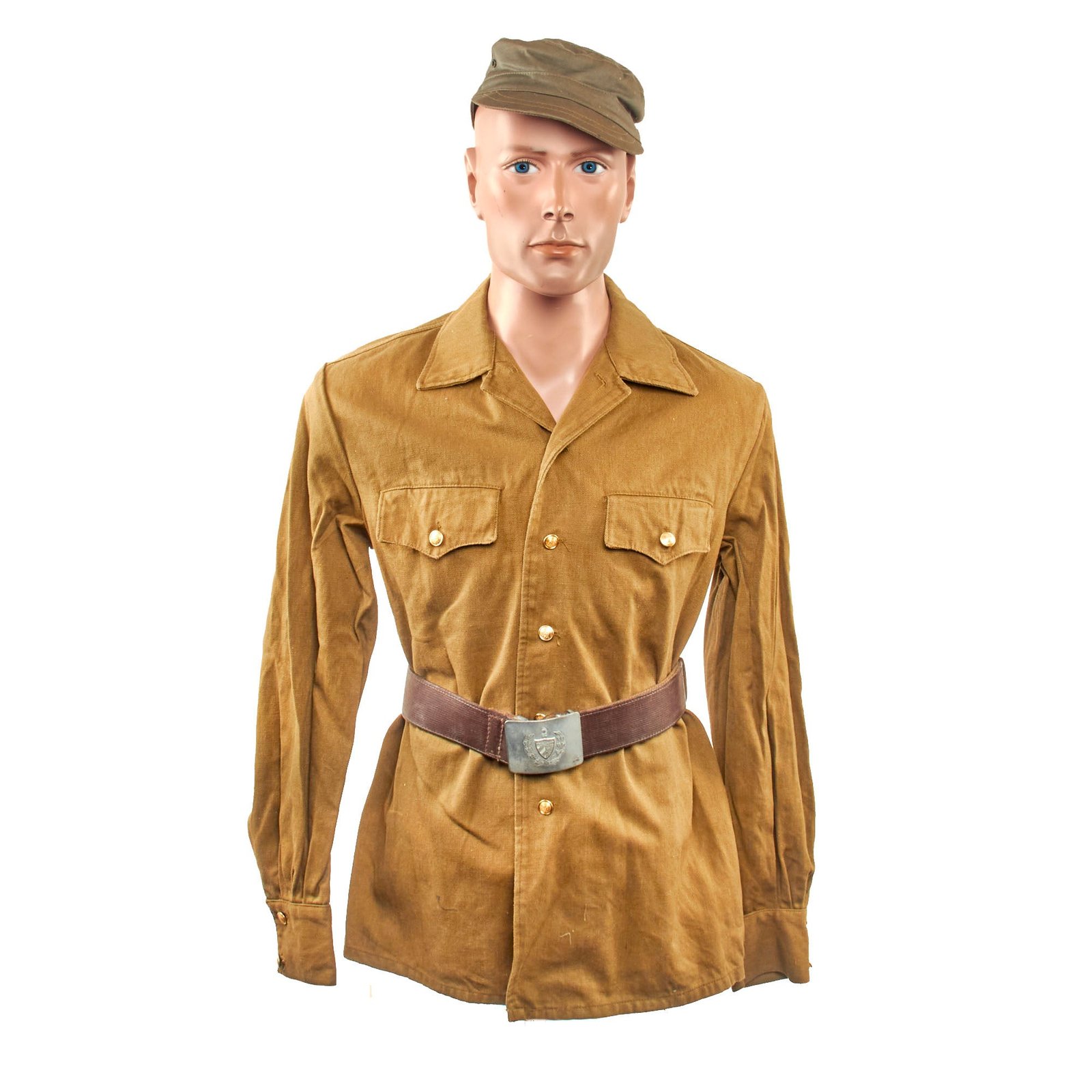 Buy Original Cuban Army Uniform Captured During 1983 U.S. Invasion of Grenada- Fatigue Cap, Shirt, Belt with Cuban Army Buckle | Original Firearms Antique For Sale