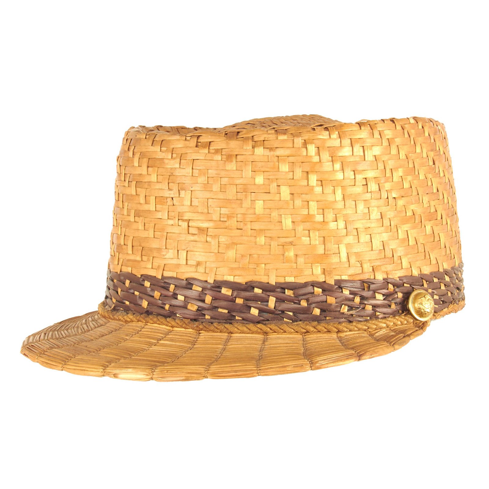 Buy Original U.S. Spanish-American War Era Scare Non-Regulation Model 1895 Officer’s Cap Constructed of Straw With Illinois State Officer’s Buttons | Original Firearms Antique For Sale
