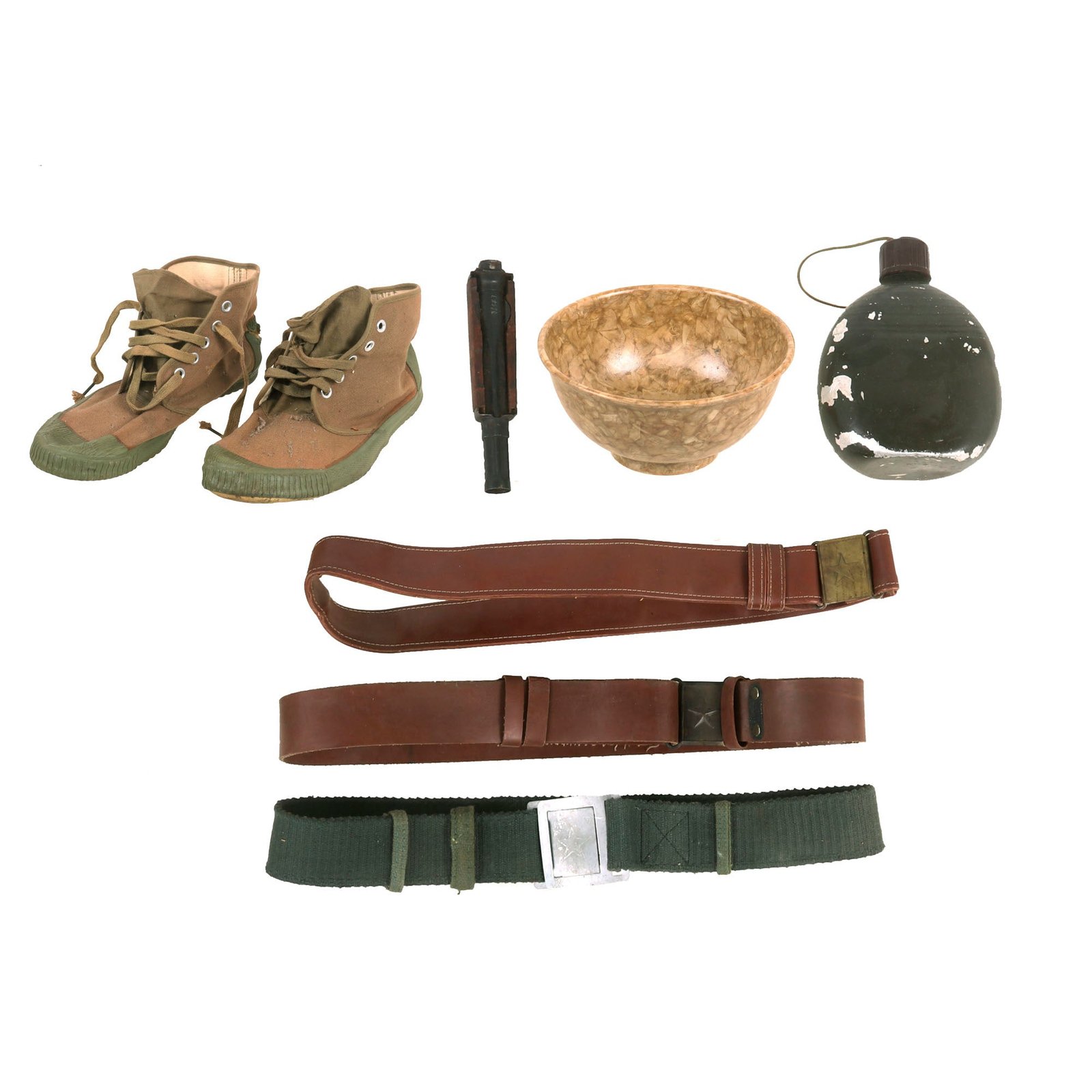 Buy Original North Vietnamese Vietnam War NVA Vietcong Field Gear Lot - Canteen, Shoes, & Belts | Original Firearms Antique For Sale