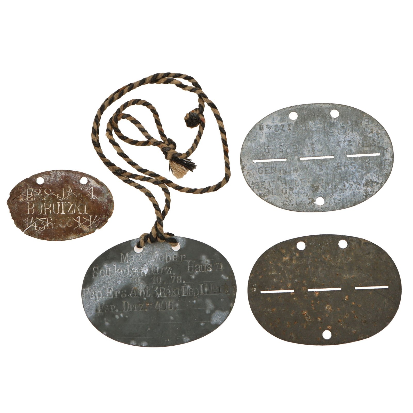 Original Imperial German WWI Identification Lot - 4 Discs - 1 Blank