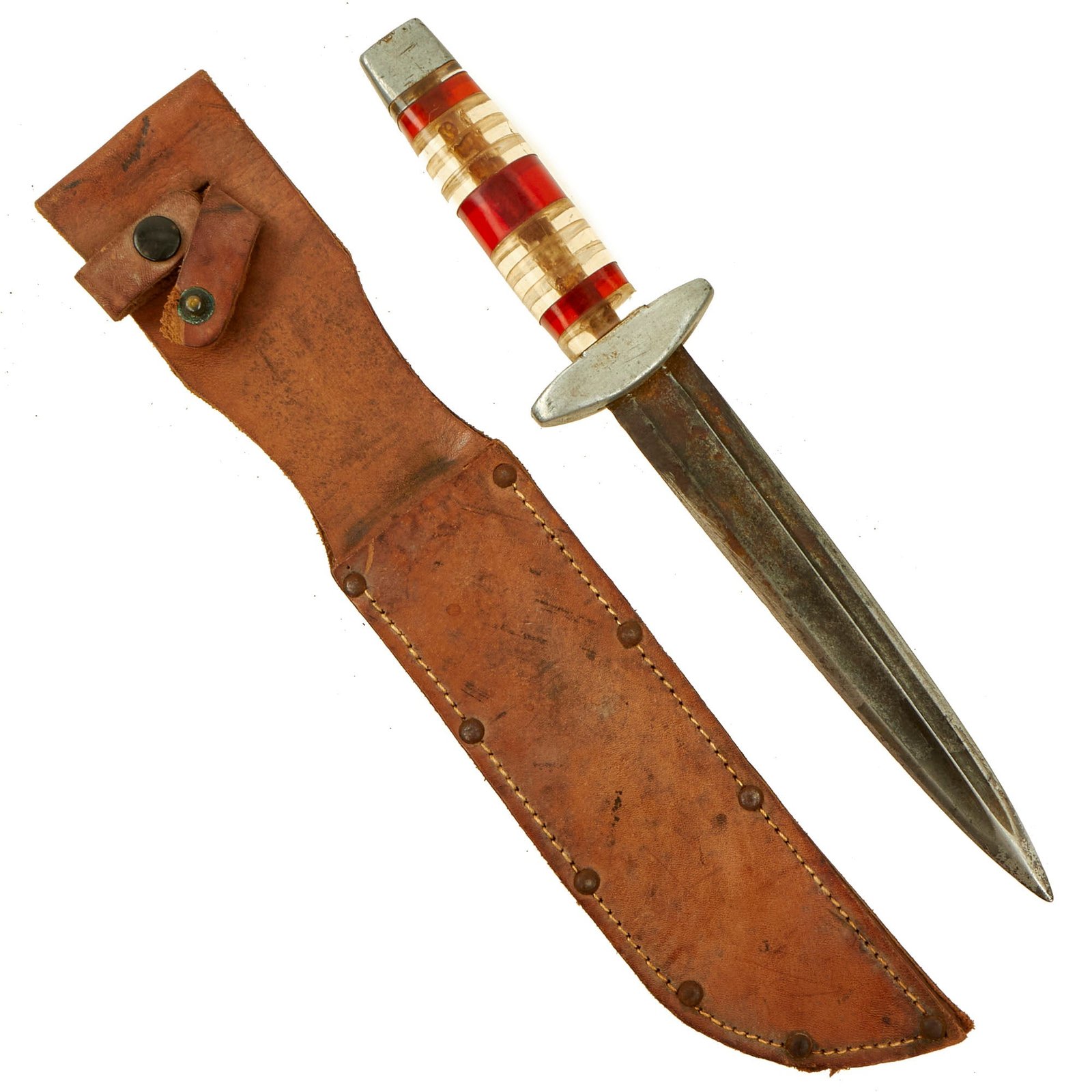 Buy Original U.S. WWII Theater Made Fighting Knife made from US Civil War Era Saber With USMC Leather Sheath | Original Firearms Antique For Sale