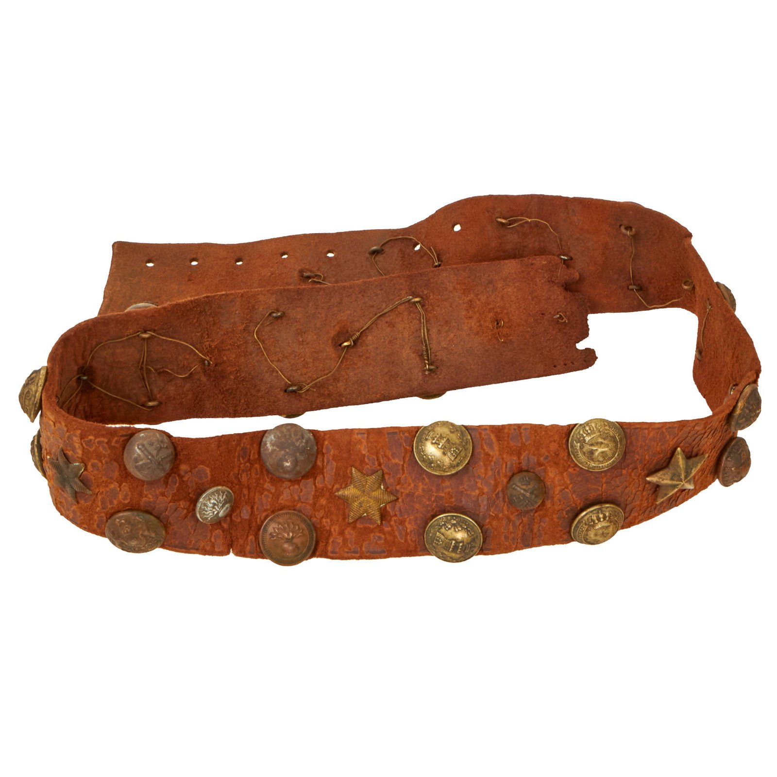Buy Original U.S. Spanish-American War Hate Belt Made with 41 Cuban & Spanish Buttons | Original Firearms Antique For Sale