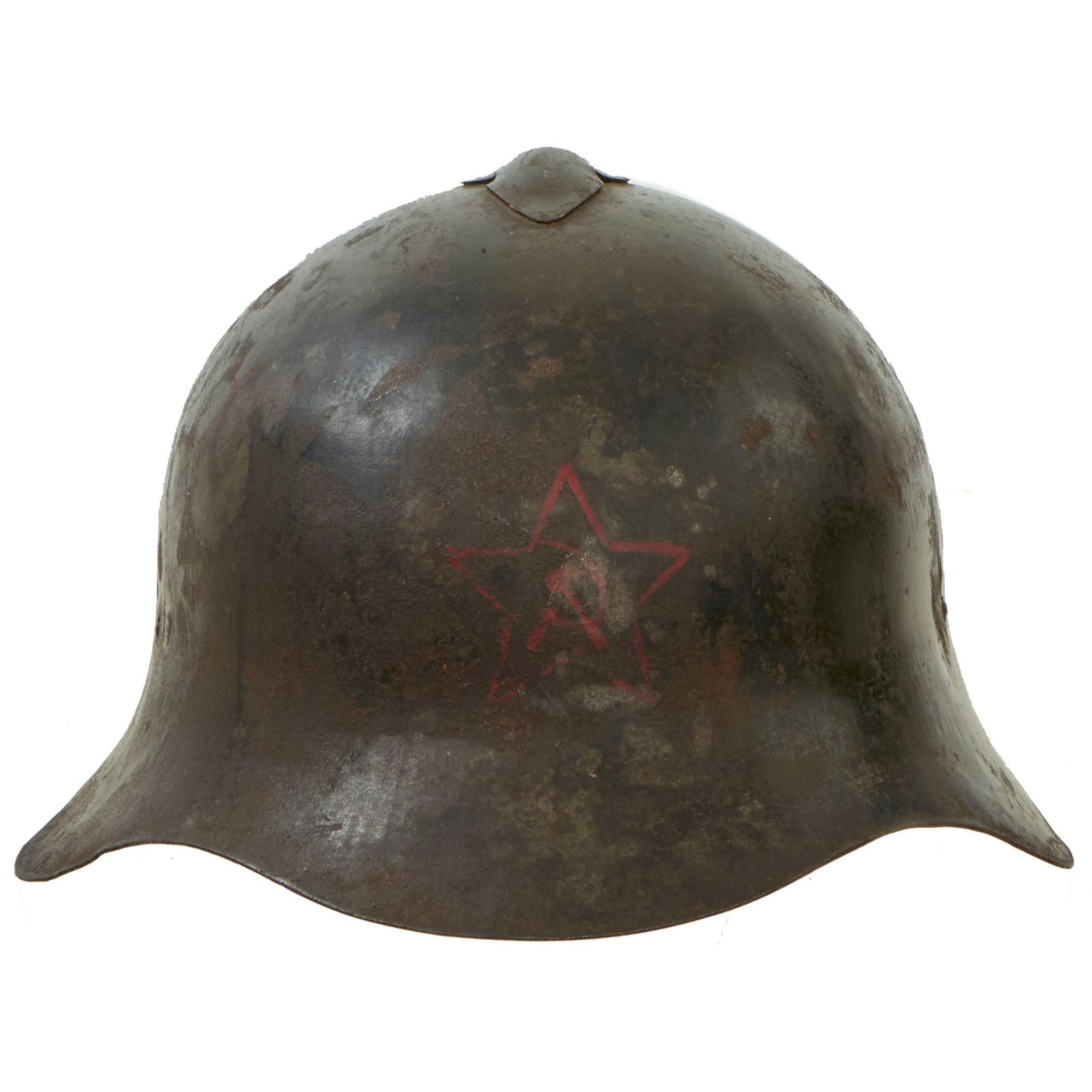 Buy Original WWII Soviet Union M36 Soviet SSh-36 "Gladiator" Steel Combat Helmet with First Pattern Liner and Period Applied Painted Star | Original Firearms Antique For Sale