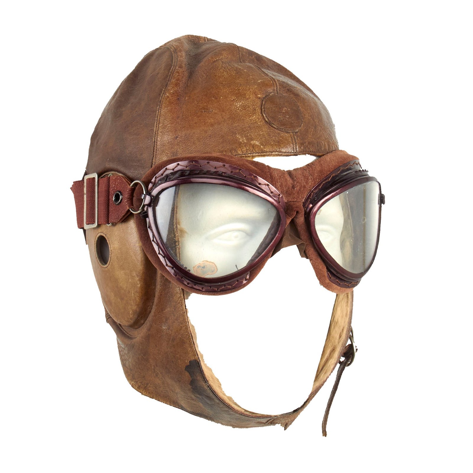 Buy Original Japanese WWII 1942 Dated Leather Winter Flying Helmet with Pilot Goggles | Original Firearms Antique For Sale
