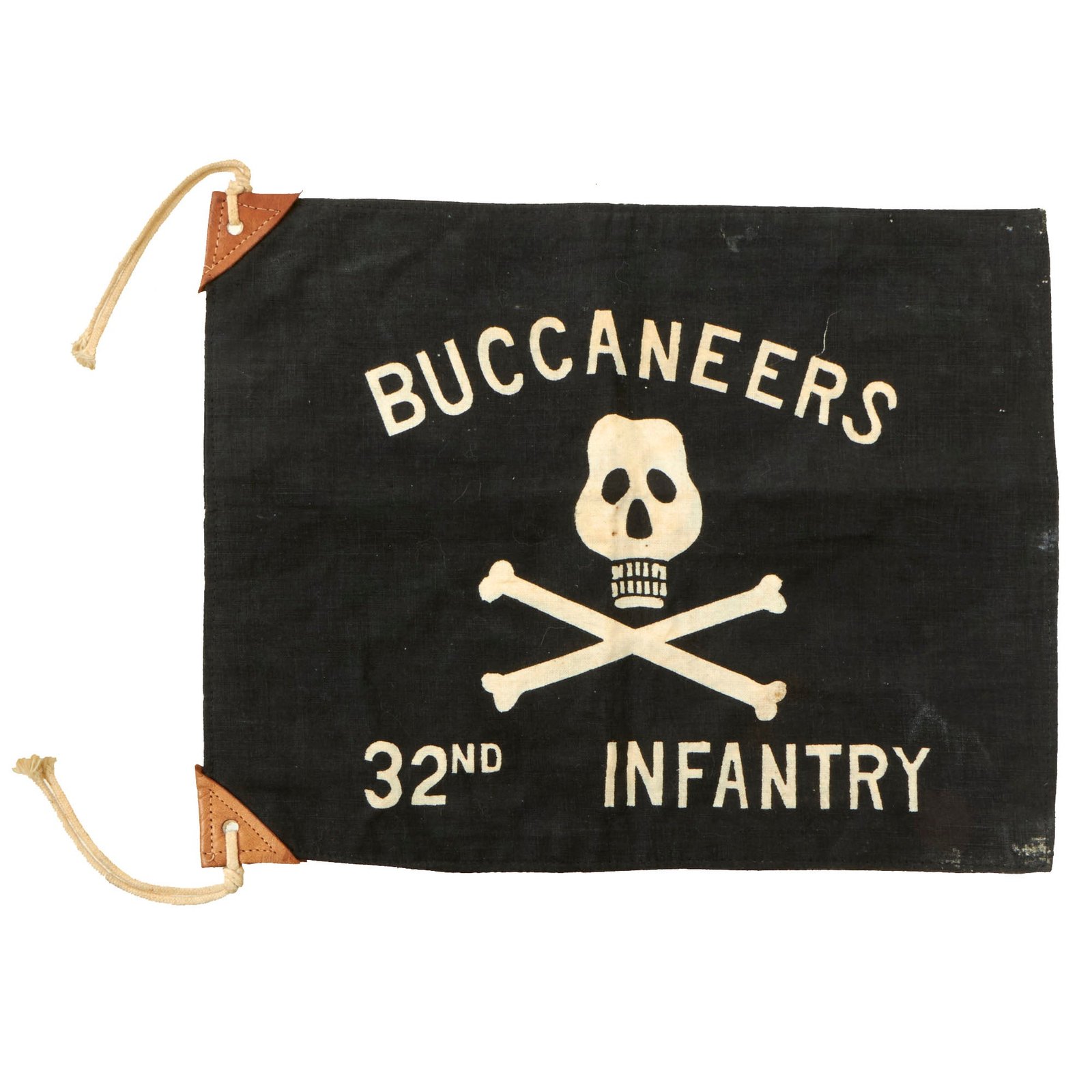 Buy Original U.S. Korean War Rare 32nd Infantry Regiment “Buccaneers” Jolly Roger Jeep Flag - 11 ½” x 9 ½” | Original Firearms Antique For Sale