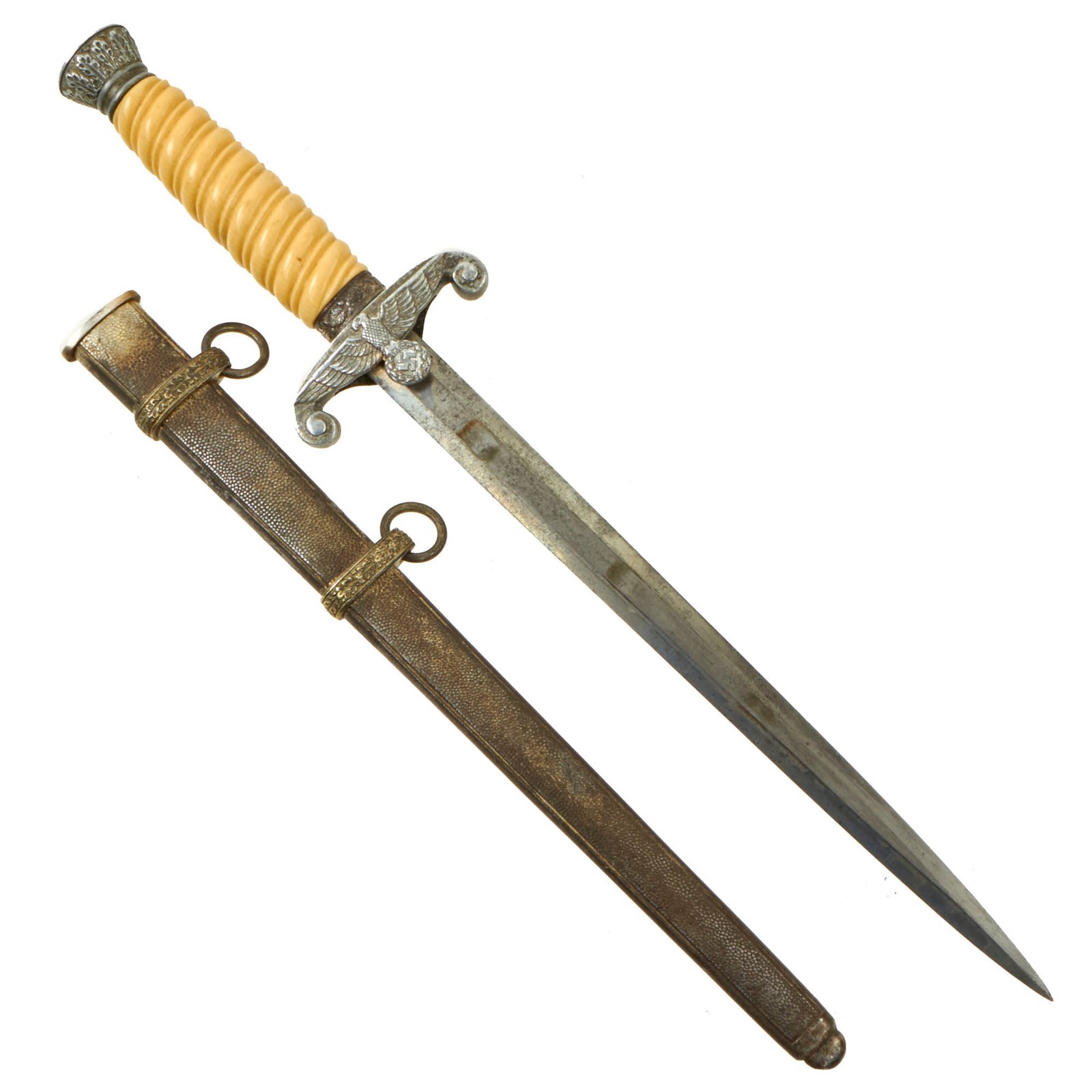Buy Original German WWII Army Heer Officer Dagger by E. & F. Hörster with Simulated Ivory Handle & Scabbard | Original Firearms Antique For Sale