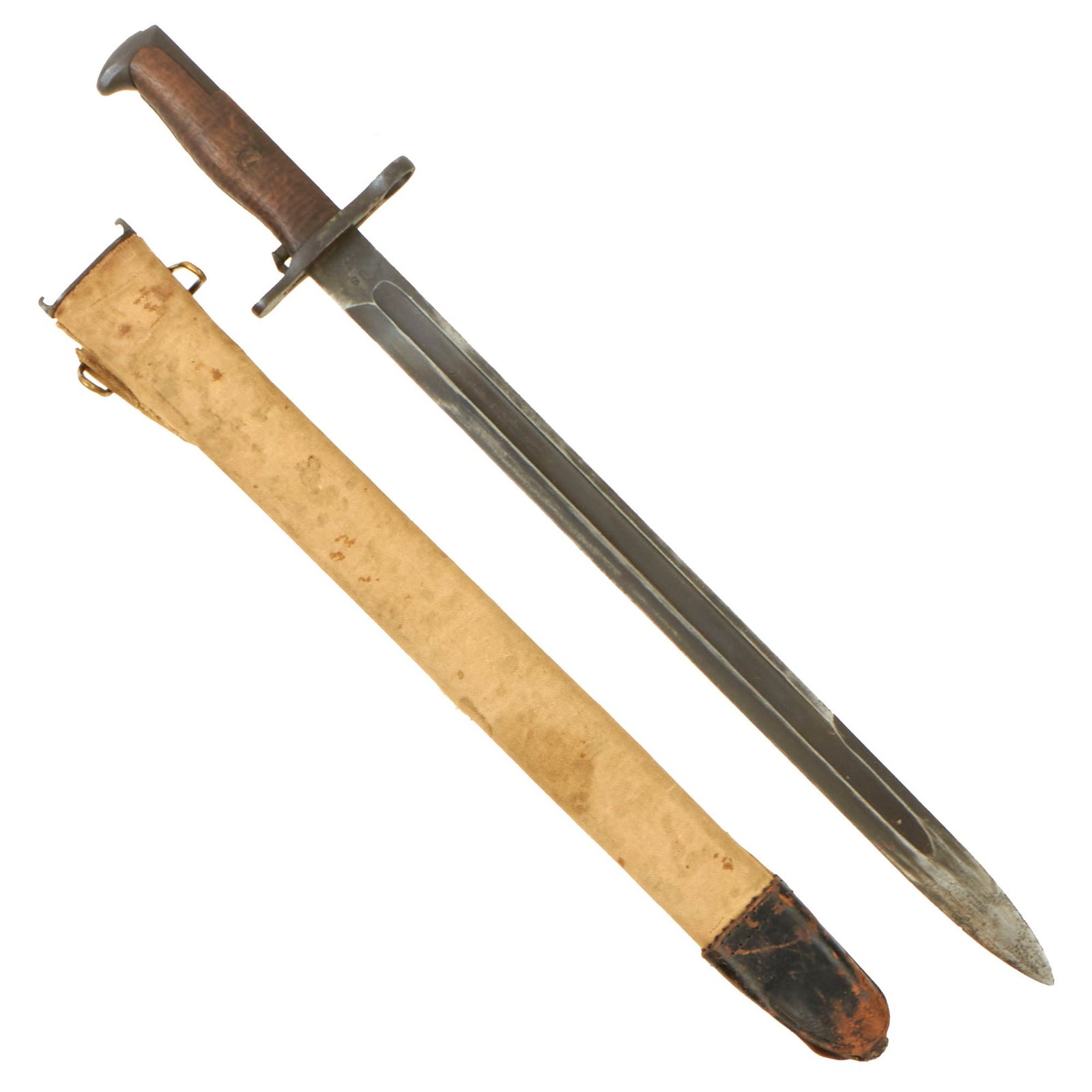 Buy Original U.S. WWI M1905 Springfield 16 inch Rifle Bayonet marked S.A. with USMC/USN M1910 Scabbard - dated 1918 | Original Firearms Antique For Sale