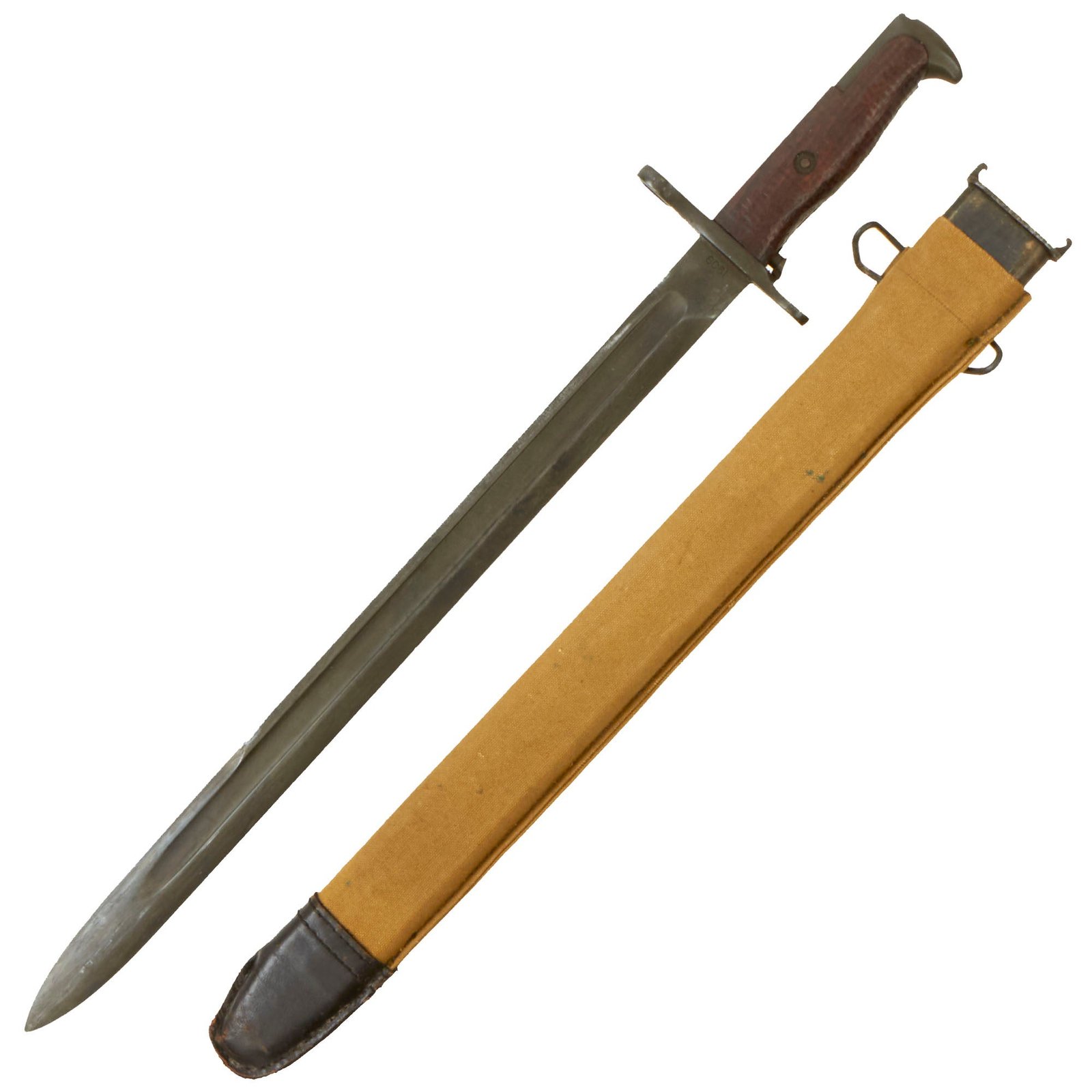 Buy Original U.S. WWI M1905 Springfield 16 inch Rifle Bayonet marked S.A. with USMC/USN M1910 Scabbard - dated 1909 | Original Firearms Antique For Sale