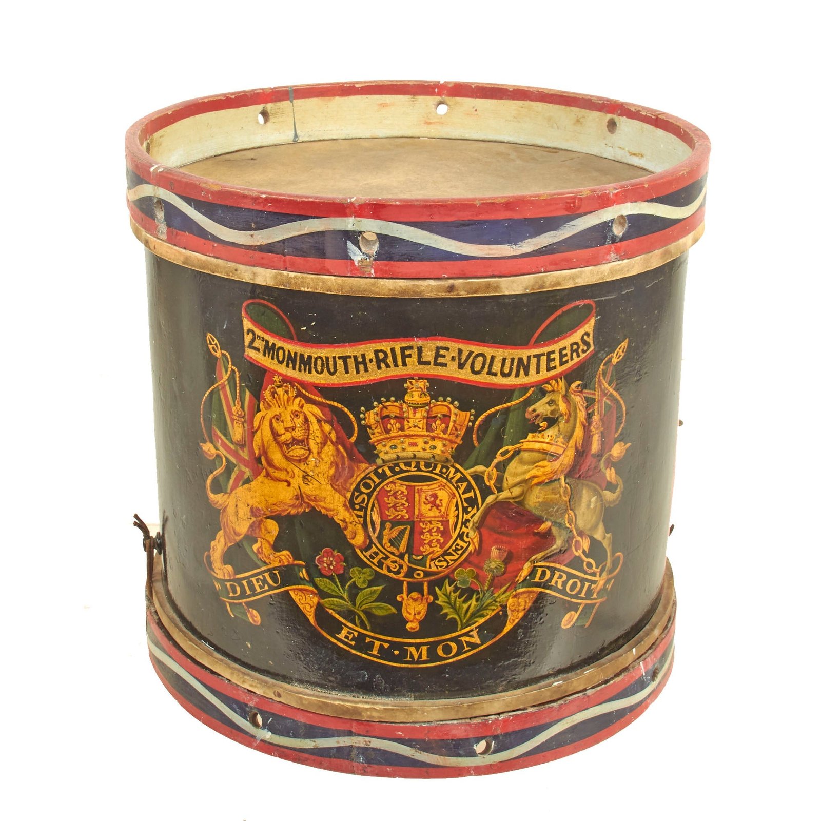 Buy Original British Victorian Second Boer War 2nd Monmouth Rifle Volunteers “Monmouthshire” Regimental Drum | Original Firearms Antique For Sale
