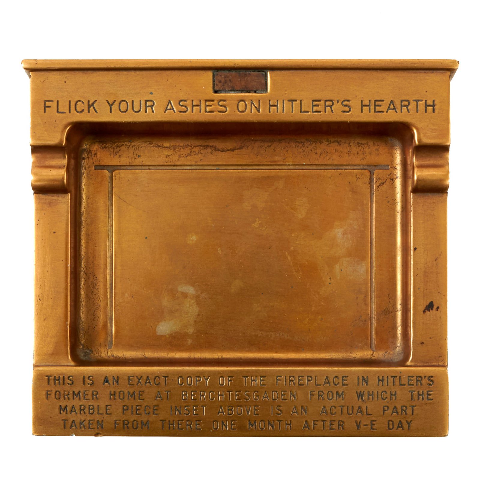 Buy Original U.S. WWII Era Souvenir Brass Ashtray with Marble Piece from Adolf H's Retreat Der Berghof at Berchtesgaden | Original Firearms Antique For Sale