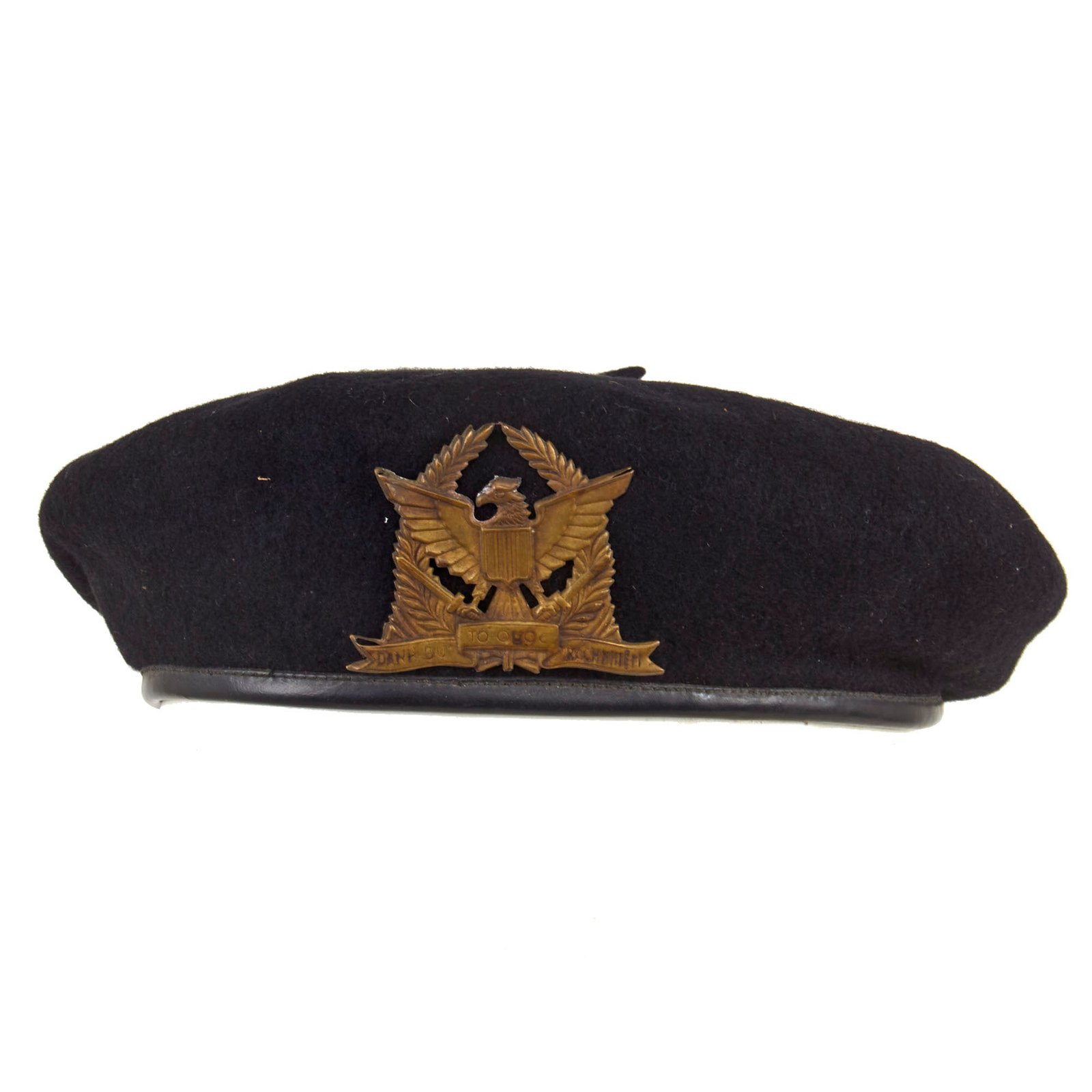 Buy Original Vietnam War Era South Vietnamese ARVN Officer’s Black Beret With Stamped Brass Badge - Size 55 | Original Firearms Antique For Sale