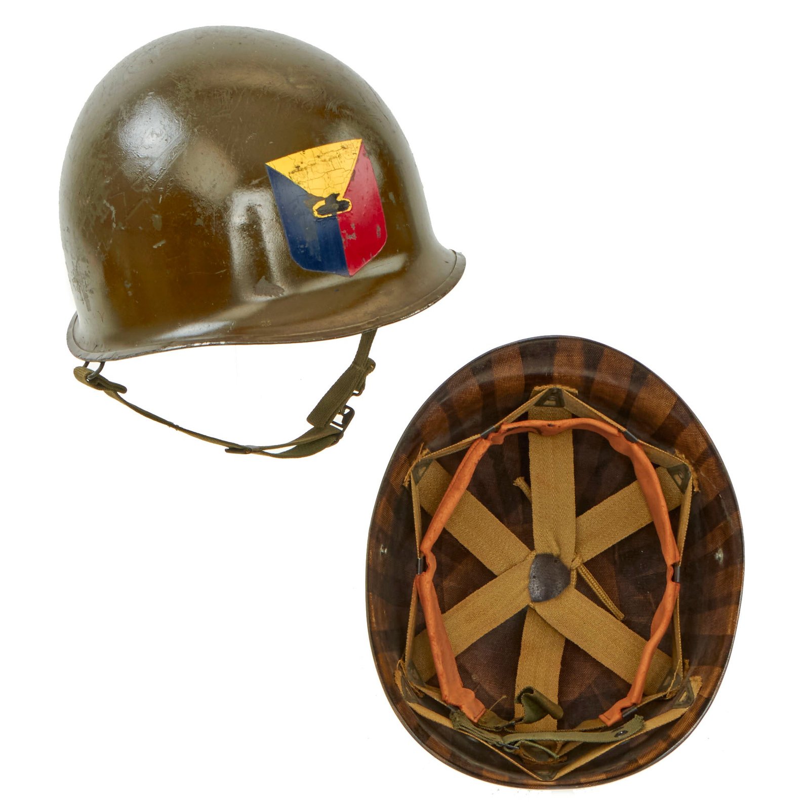 Buy Original U.S. Vietnam War M1 Helmet and Westinghouse Liner With Painted Markings For The South Vietnamese Armored Corps School | Original Firearms Antique For Sale