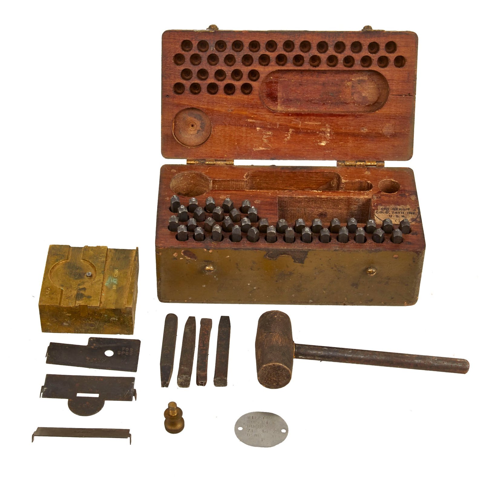 Buy Original U.S. WWI “Marking Outfit For Stamping Metal” M1910 Dog Tag Stamping Kit - Complete | Original Firearms Antique For Sale