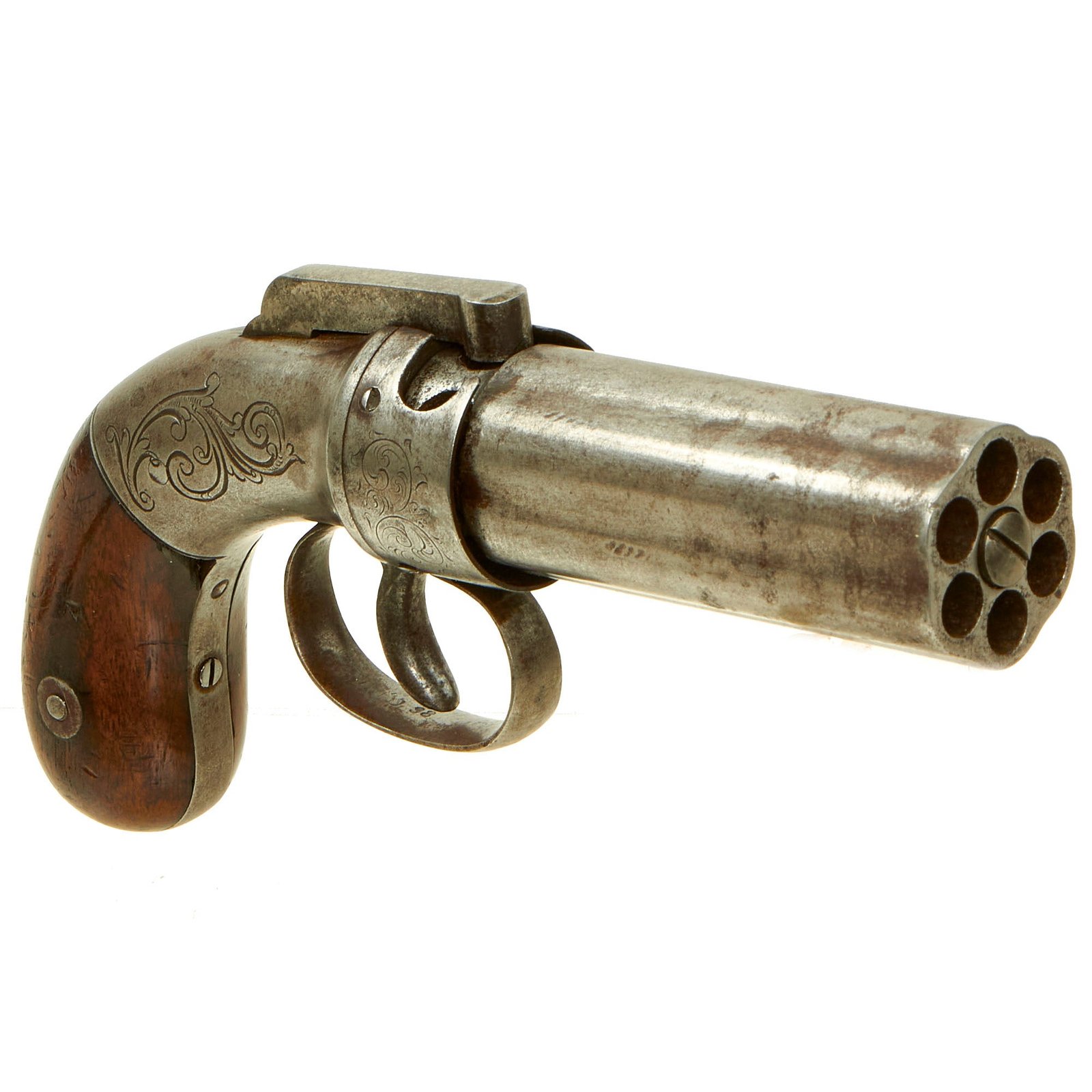 Buy Original U.S. 19th Century Allen & Thurber 1845 Patent Percussion Pepperbox Revolver - Matching Serial 98 | Original Firearms Antique For Sale