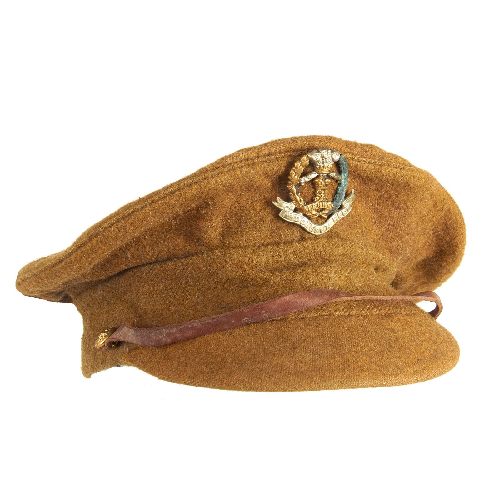 Buy Original British WWI Modified Gor Blimey 1915 Winter Forage Trench Cap - Middlesex Regiment | Original Firearms Antique For Sale