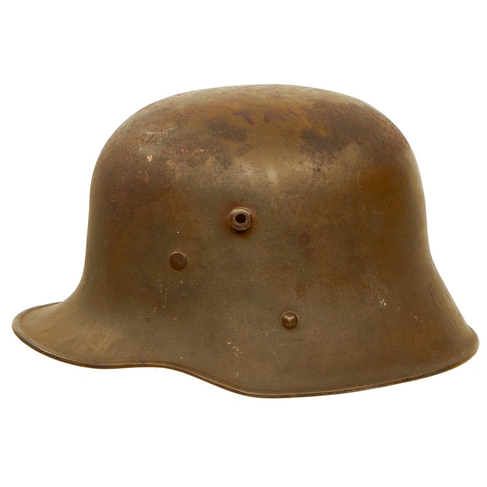 Buy Original WWI Austro-Hungarian M17 Steel Helmet Shell With Writing “Taken From German Stores At Etaine” | Original Firearms Antique For Sale